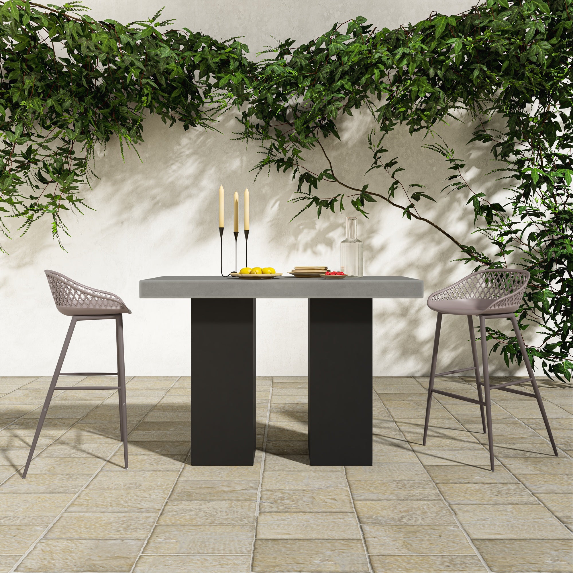 Moes Piazza Outdoor Barstool Grey - Set Of Two QX-1004-15