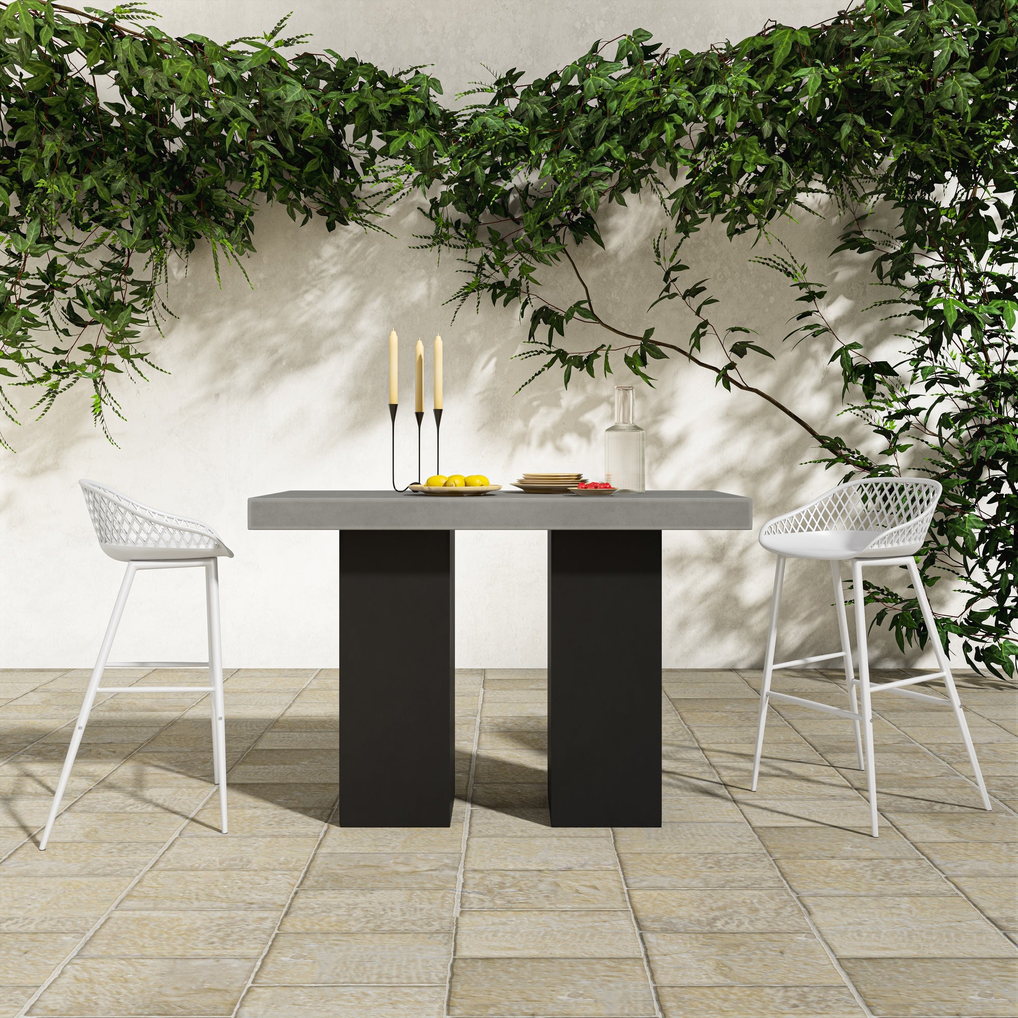 Moes Piazza Outdoor Barstool White - Set Of Two QX-1004-18
