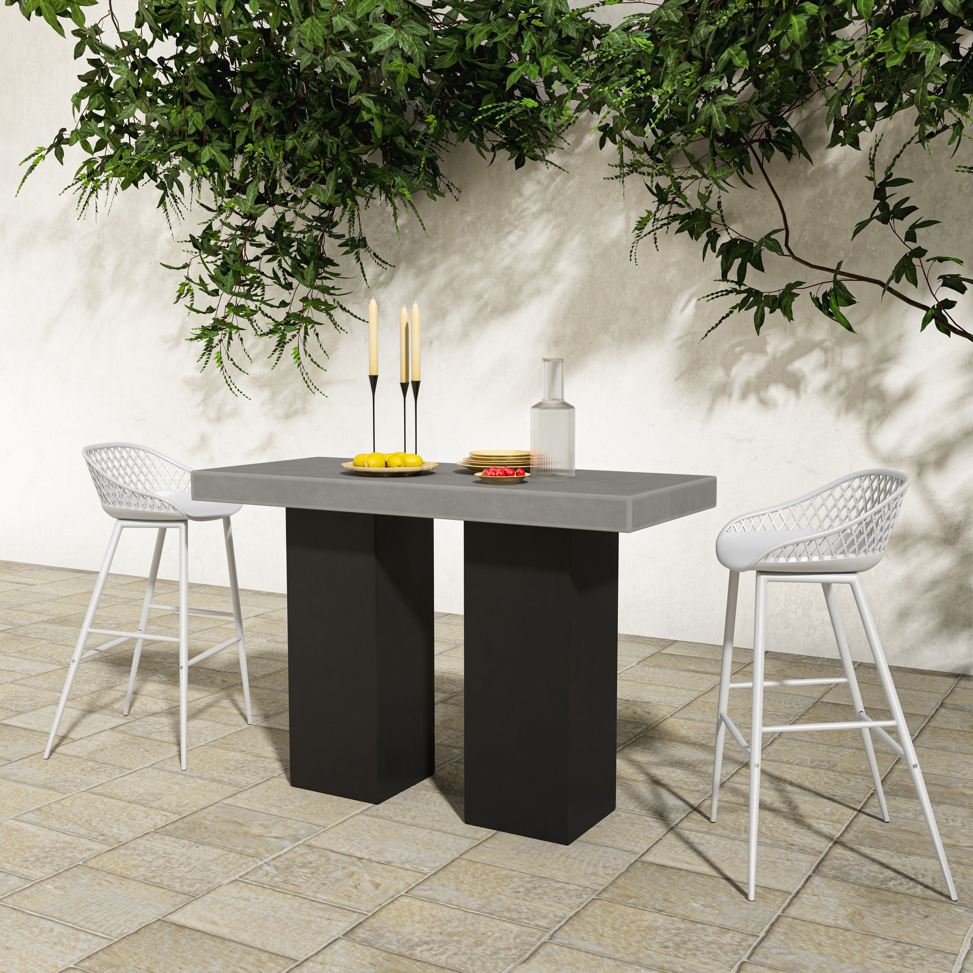 Moes Piazza Outdoor Barstool White - Set Of Two QX-1004-18