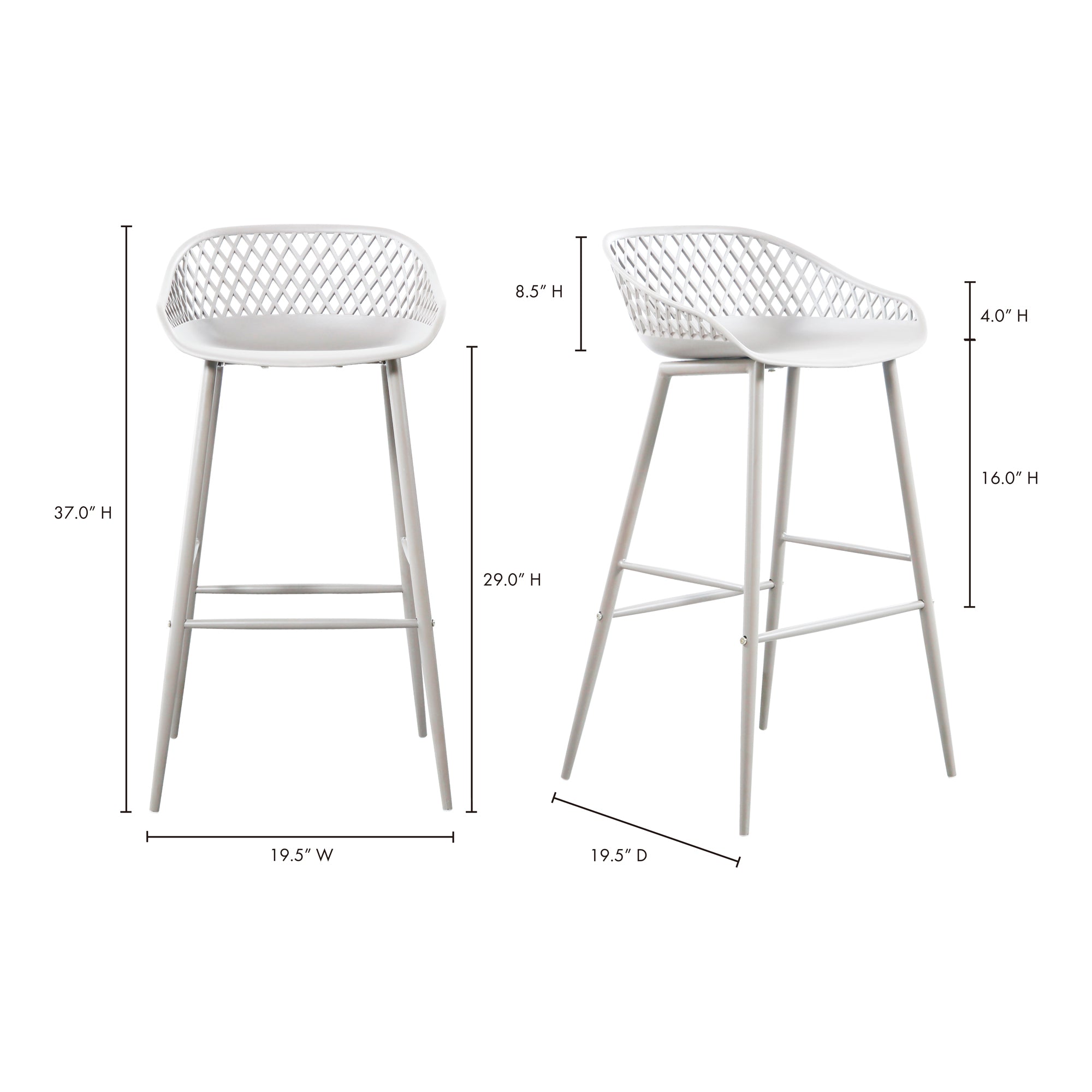 Moes Piazza Outdoor Barstool White - Set Of Two QX-1004-18