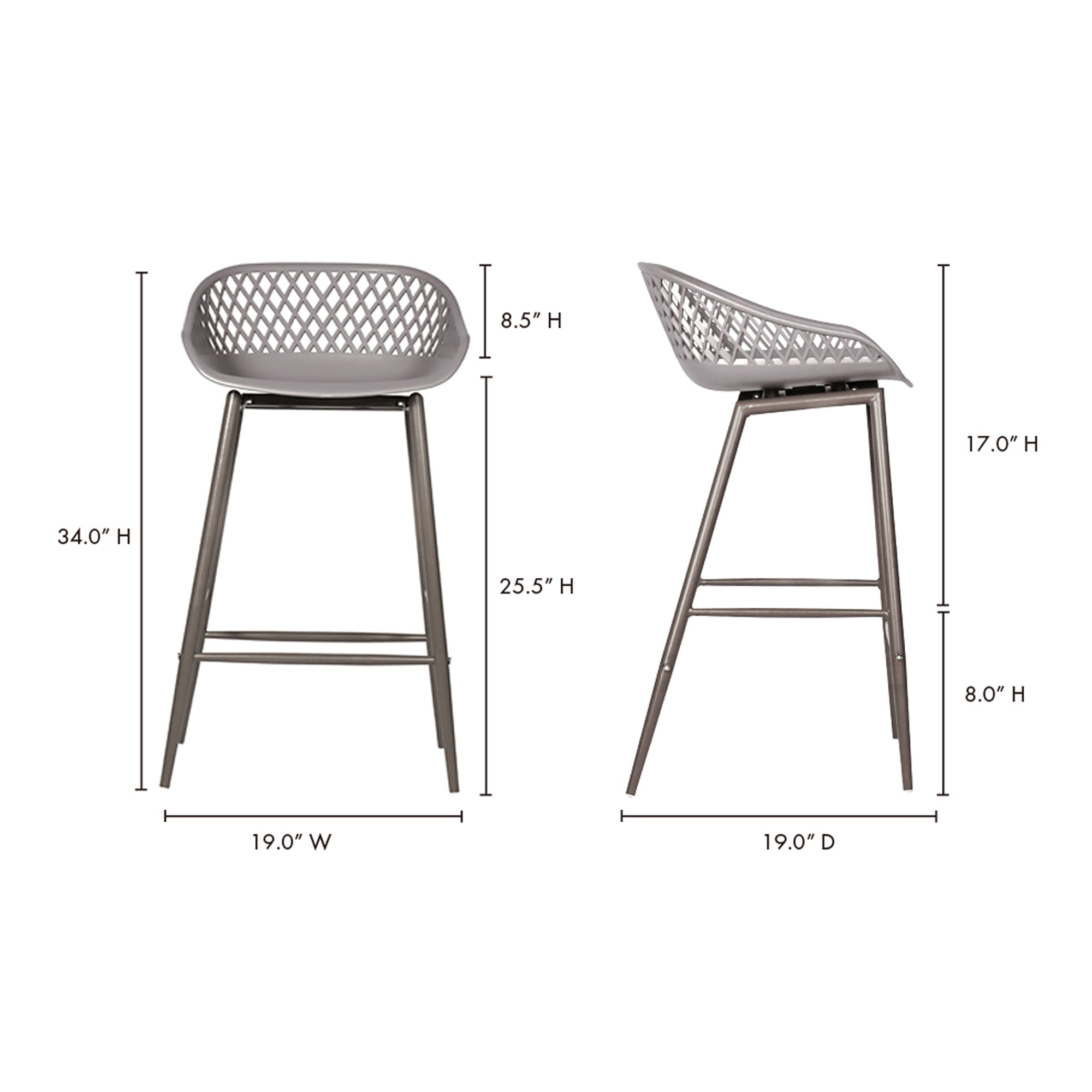 Moes Piazza Outdoor Counter Stool Grey - Set Of Two QX-1009-15