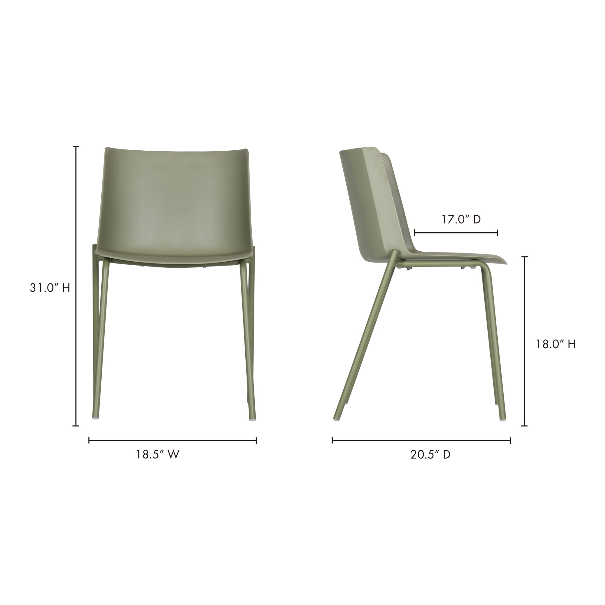 Moes Silla Outdoor Dining Chair Sage Green - Set Of Two QX-1010-16