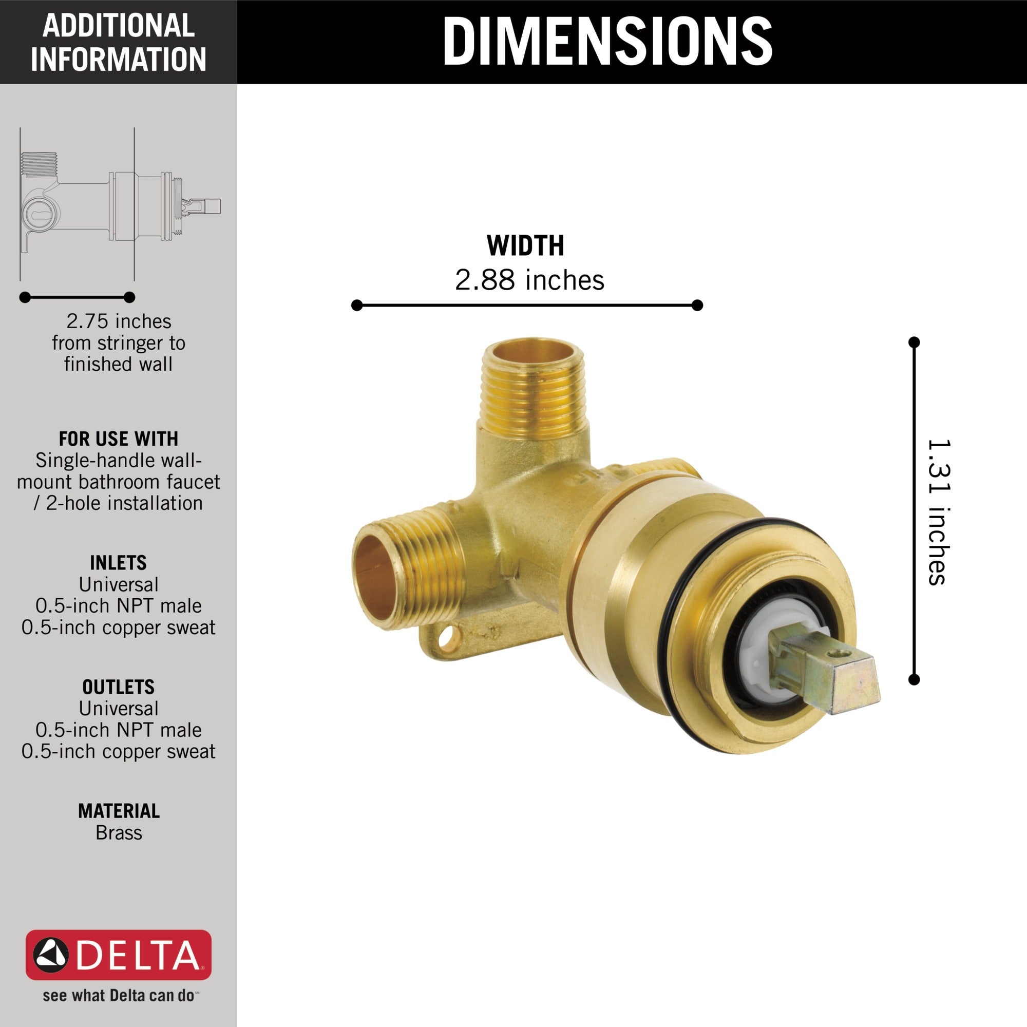 Delta Tesla® Single Handle Wall Mount Rough