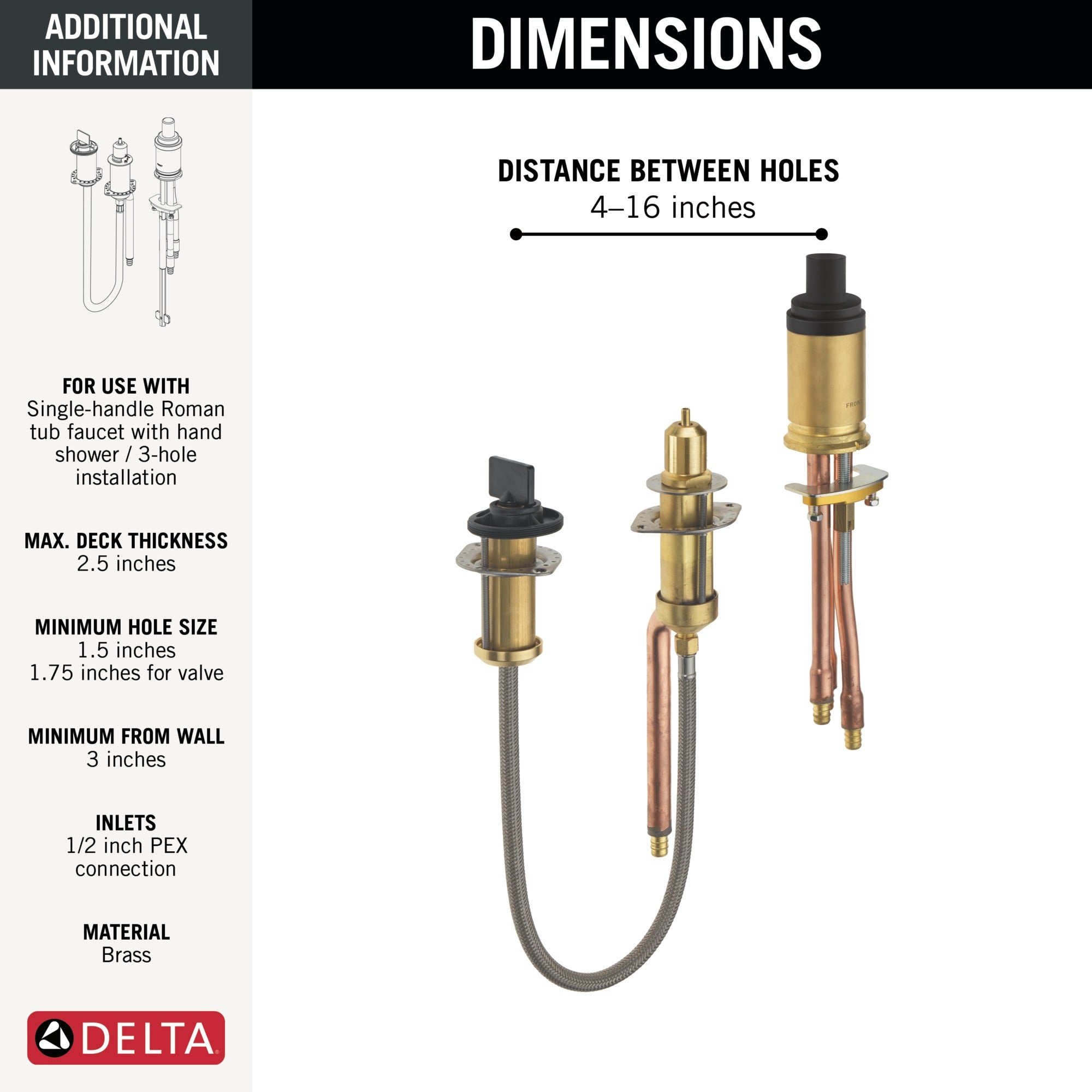 Delta Other Rough-In Roman Tub Fixed Mount - Pex Crimp