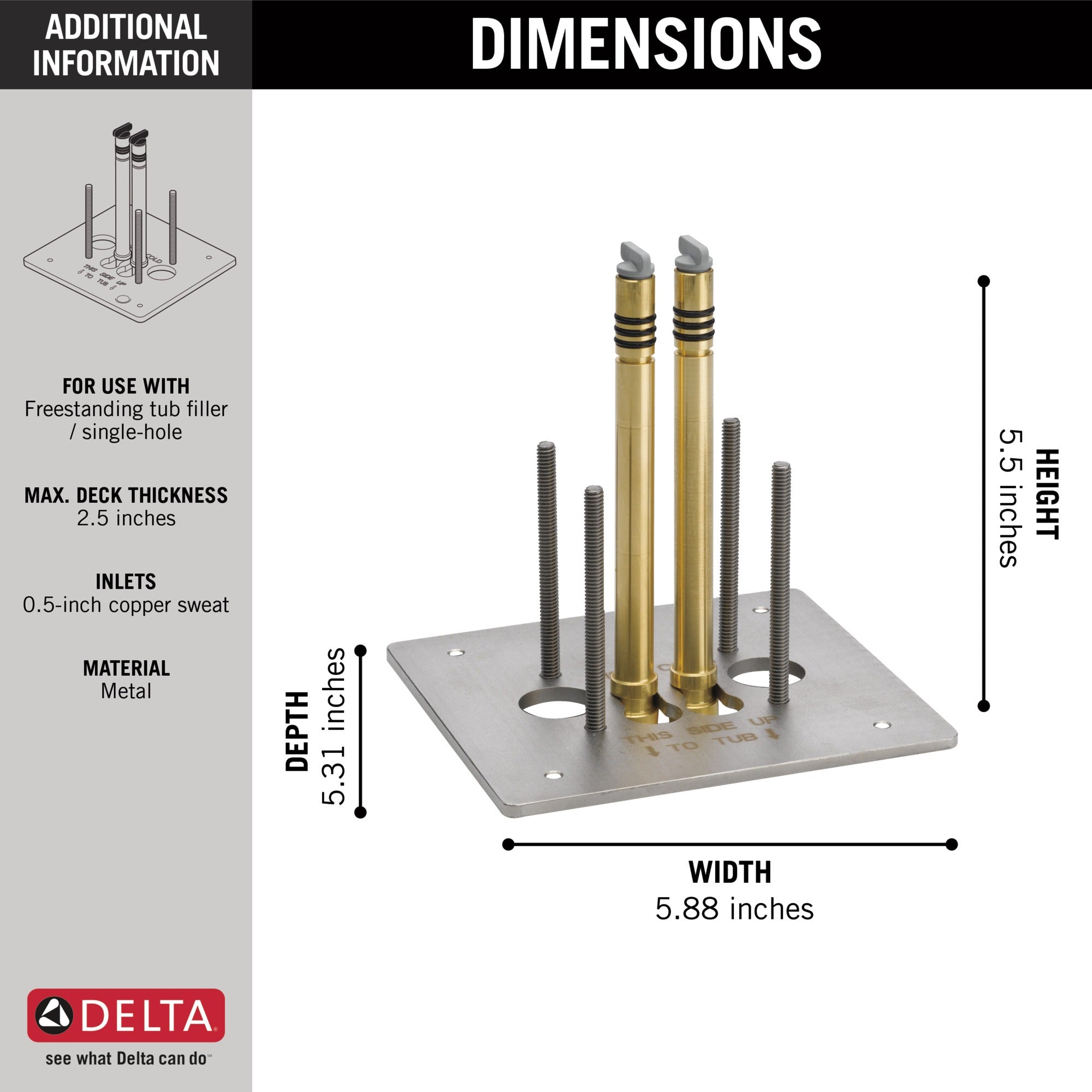 Delta Trinsic® Floor Mount Tub Filler - Rough
