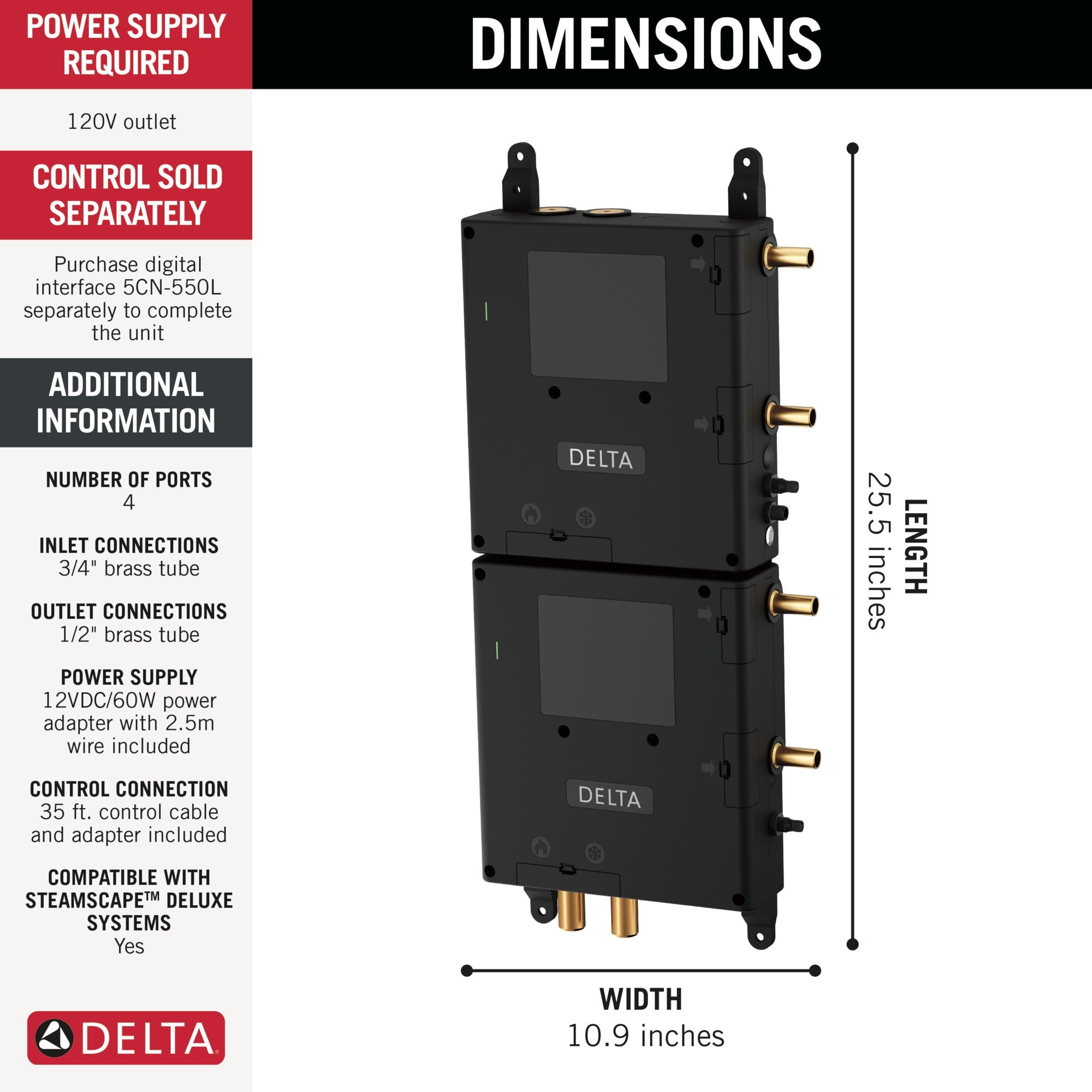 Delta Universal Showering Components ShowerSense Digital 4-Port Thermostatic Shower Rough