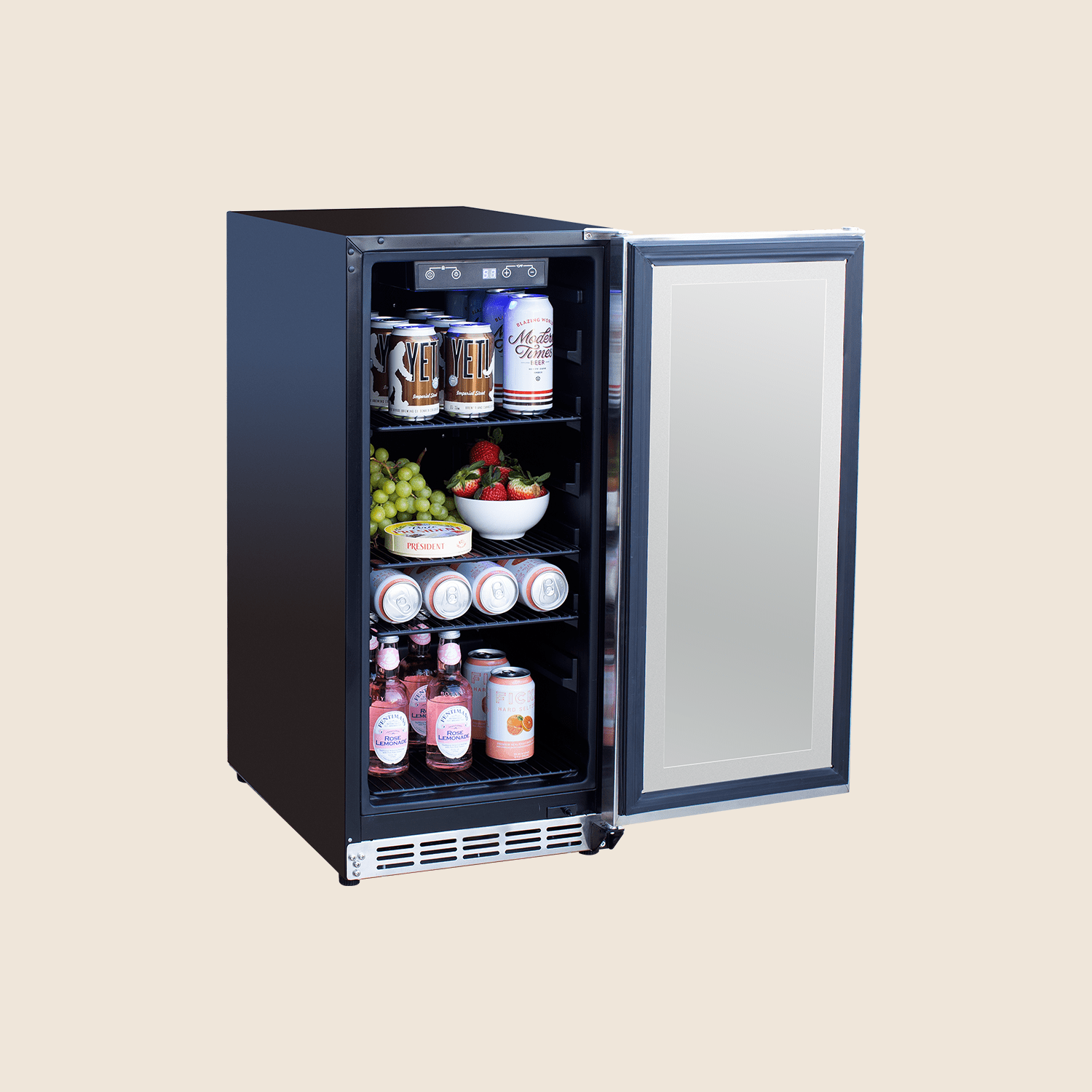 Summerset 15" 3.2 Cu Outdoor Rated Refrigerator w/ Glass Door, RFR-15G