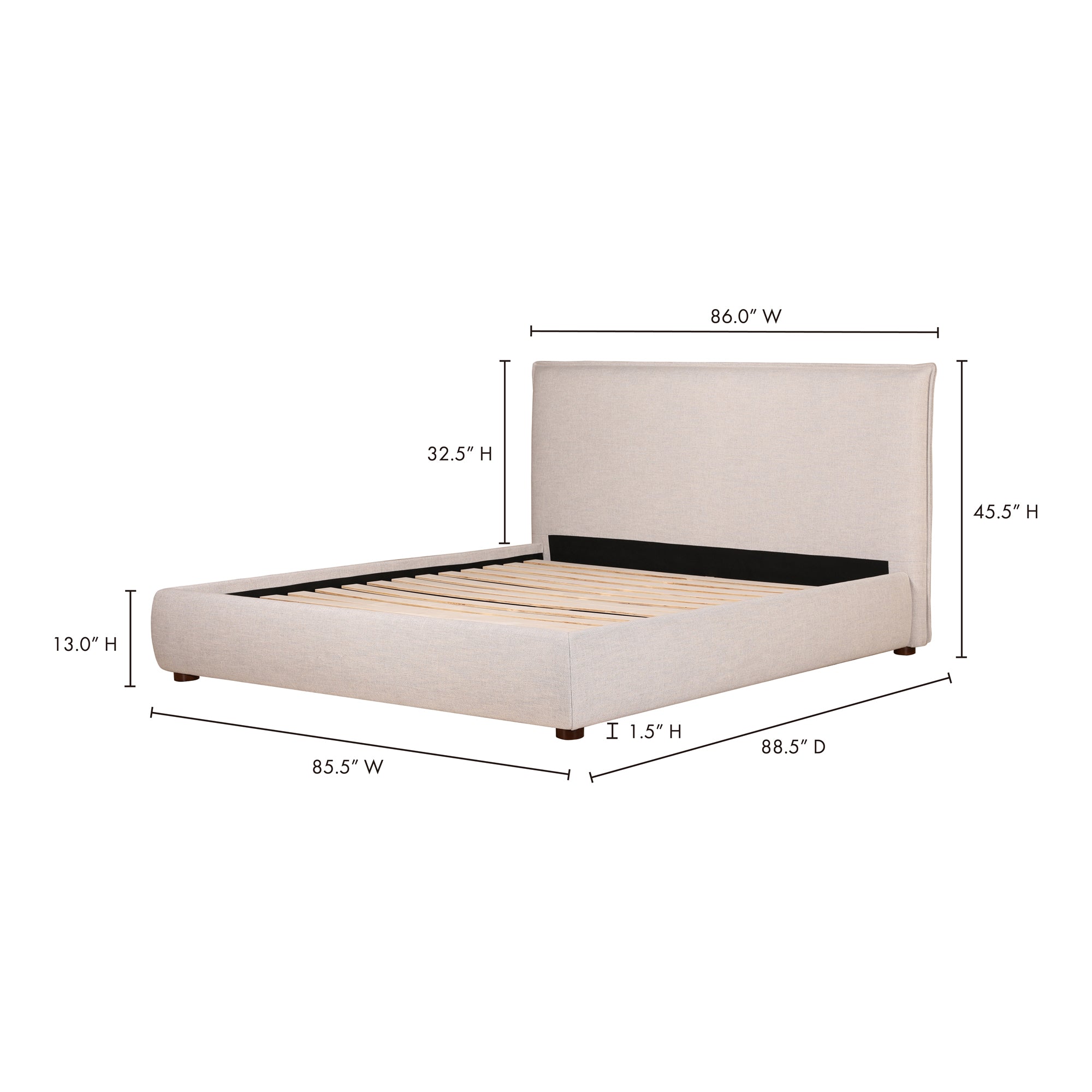 Moes Luzon King Bed Light Grey RN-1130-40-0