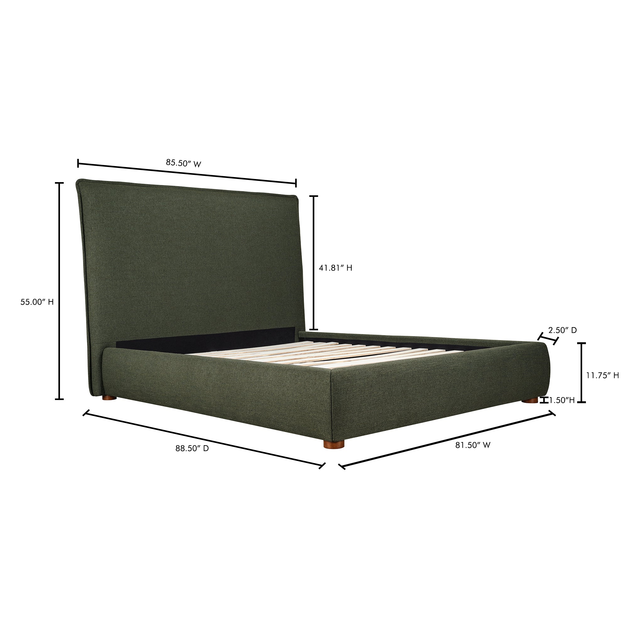 Moes Luzon King Bed Tall Headboard Deep Forest RN-1149-27-0