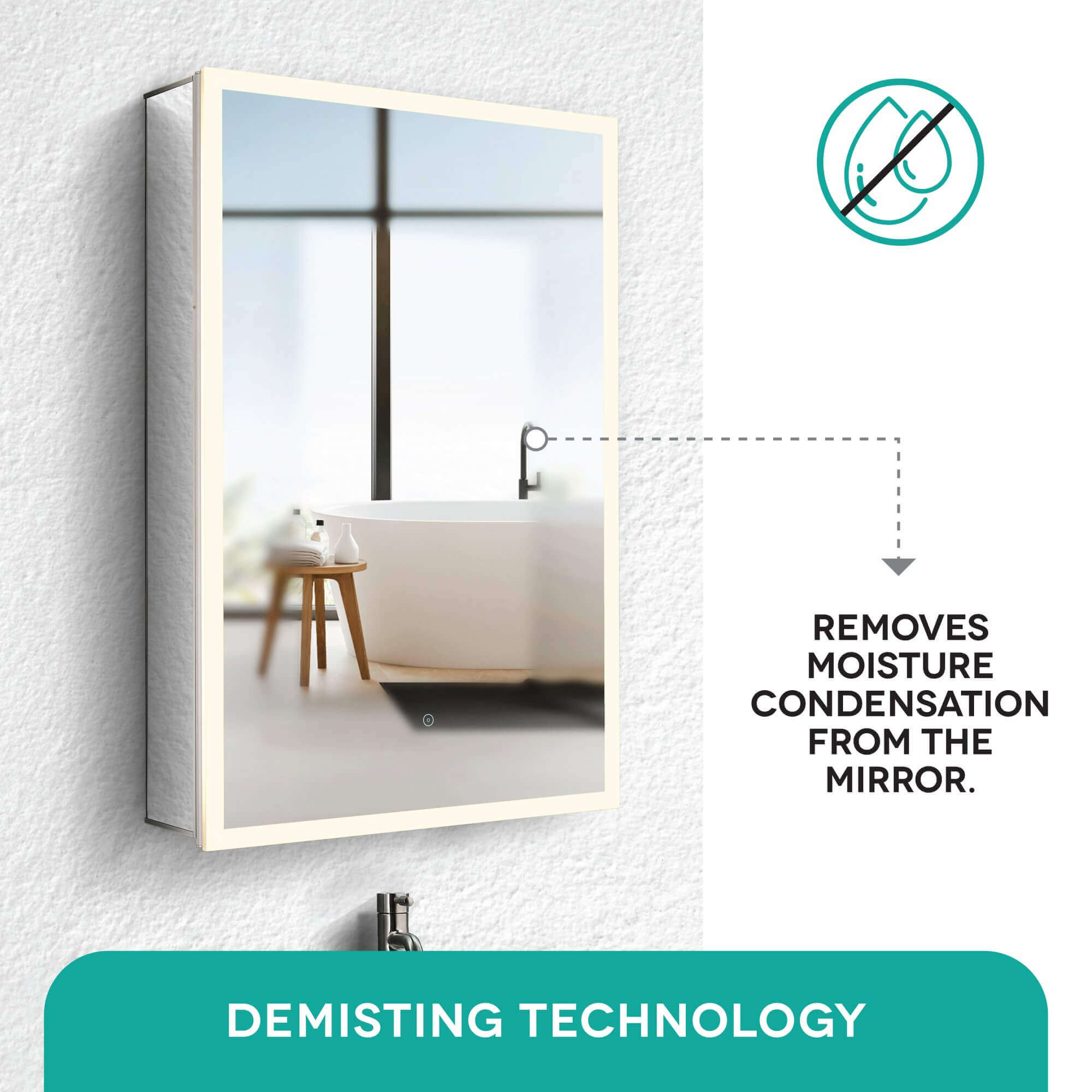 Fine Fixtures Aura™ Smart Medicine Cabinet With Framed Led