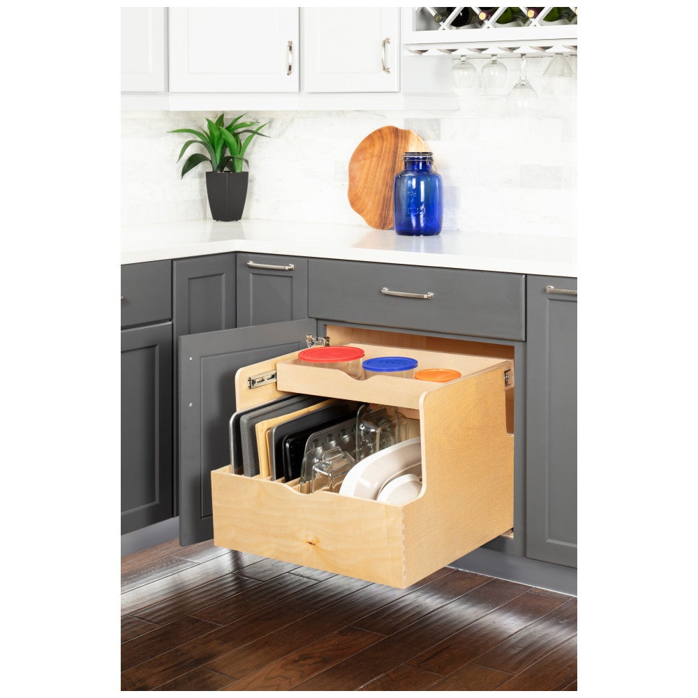 Wood Double Drawer Cookware Rollout