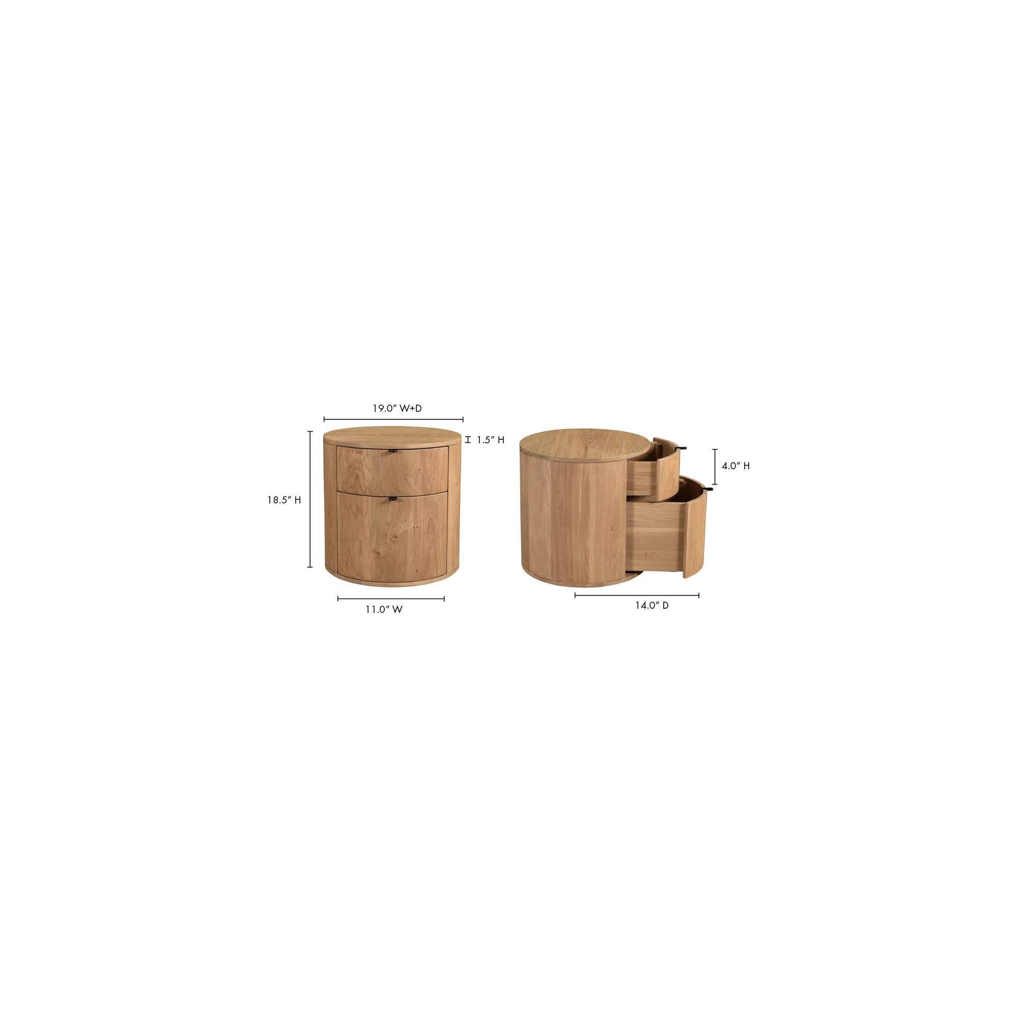 Moes Theo Two Drawer Nightstand Natural RP-1011-24