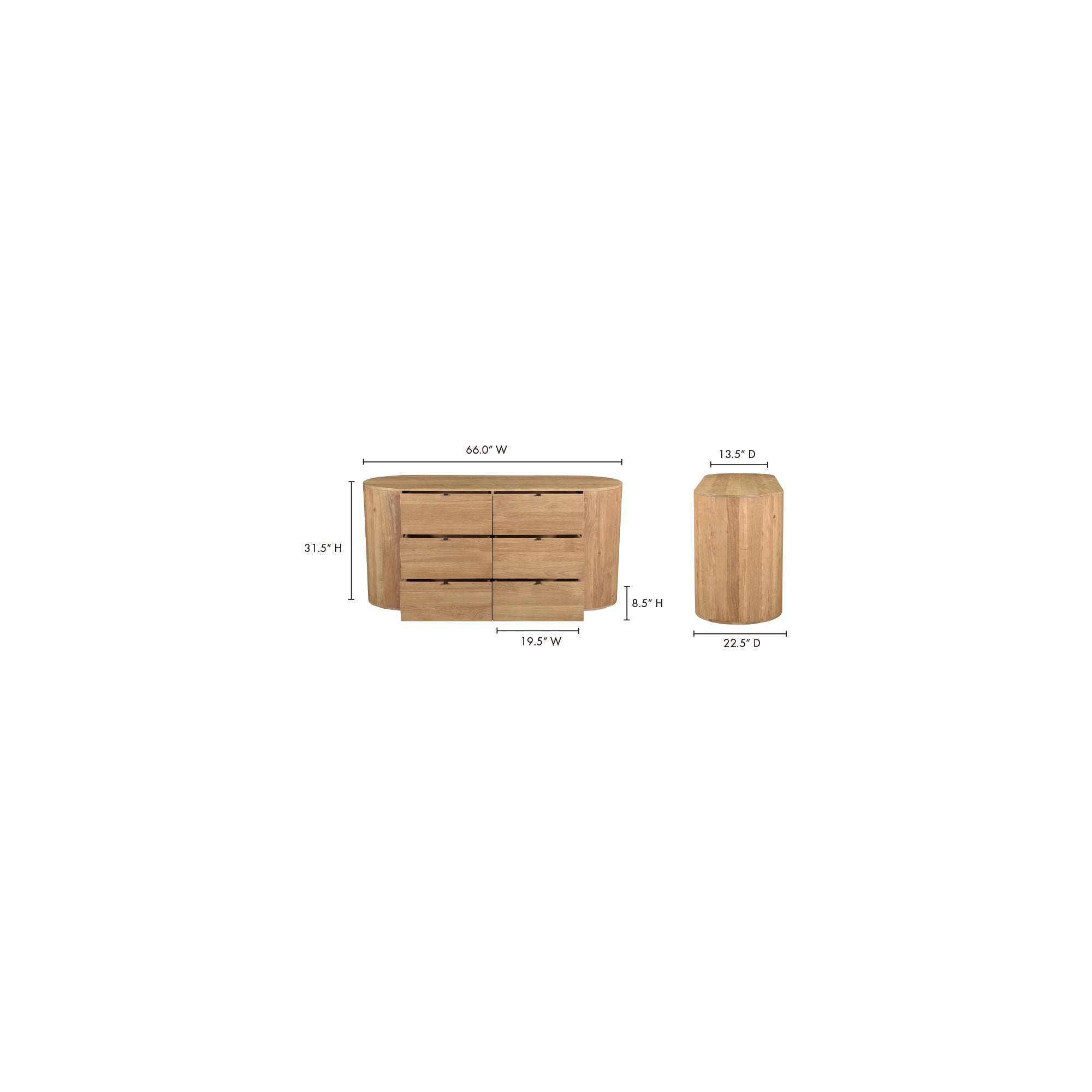 Moes Theo 6 Drawer Dresser Natural RP-1013-24