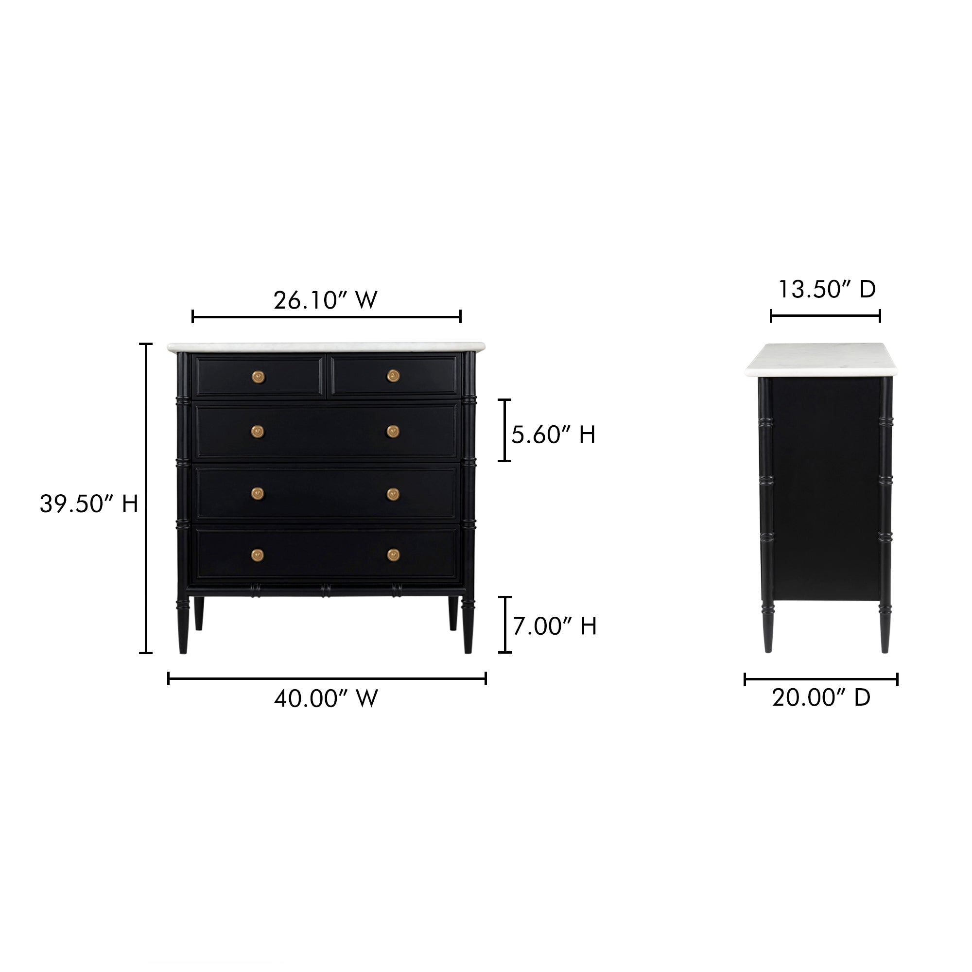 Moes Eleanor 5 Drawer Chest Black RP-1060-02