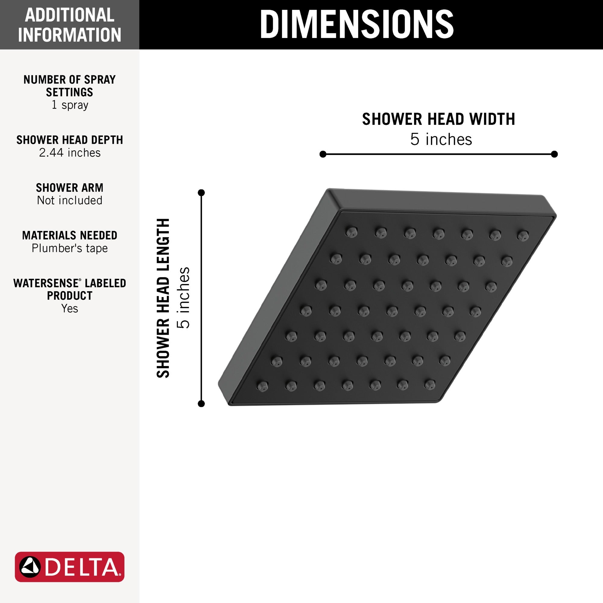 Delta Modern Square Showerhead