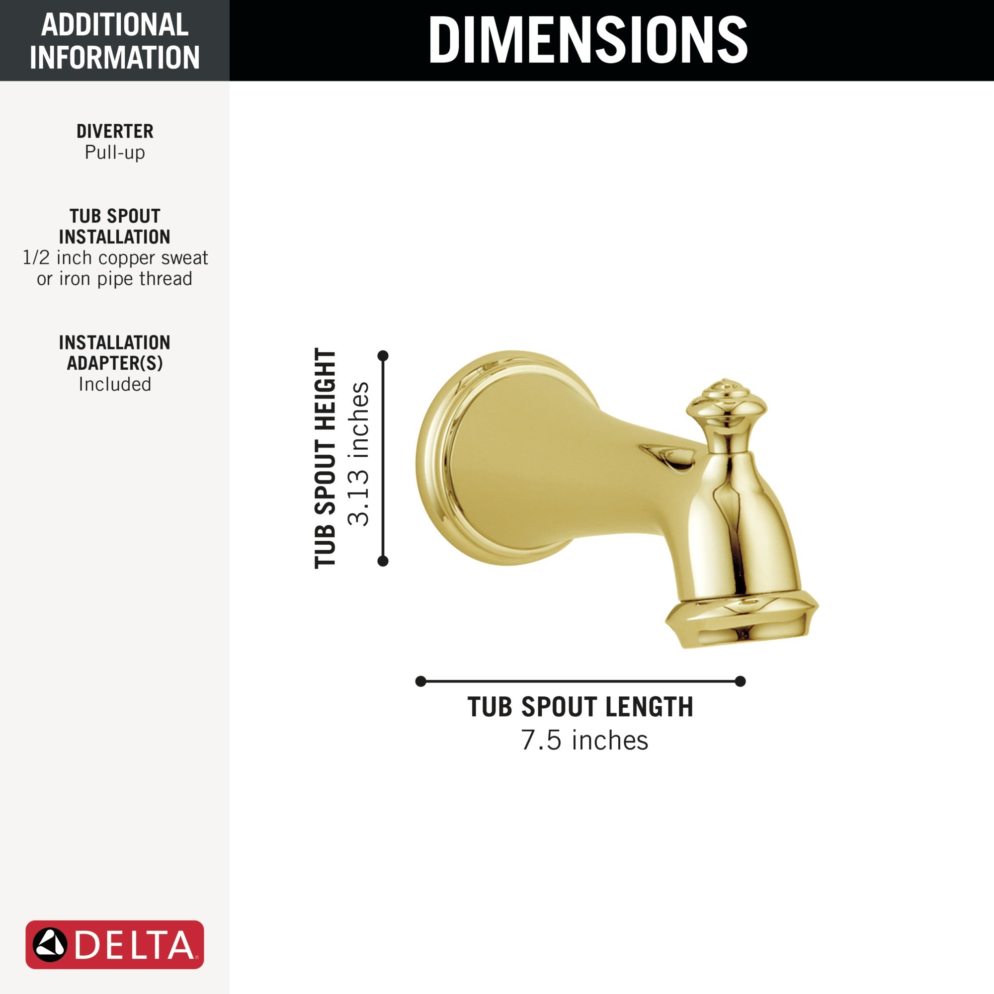 Delta Victorian® Tub Spout - Pull-Up Diverter