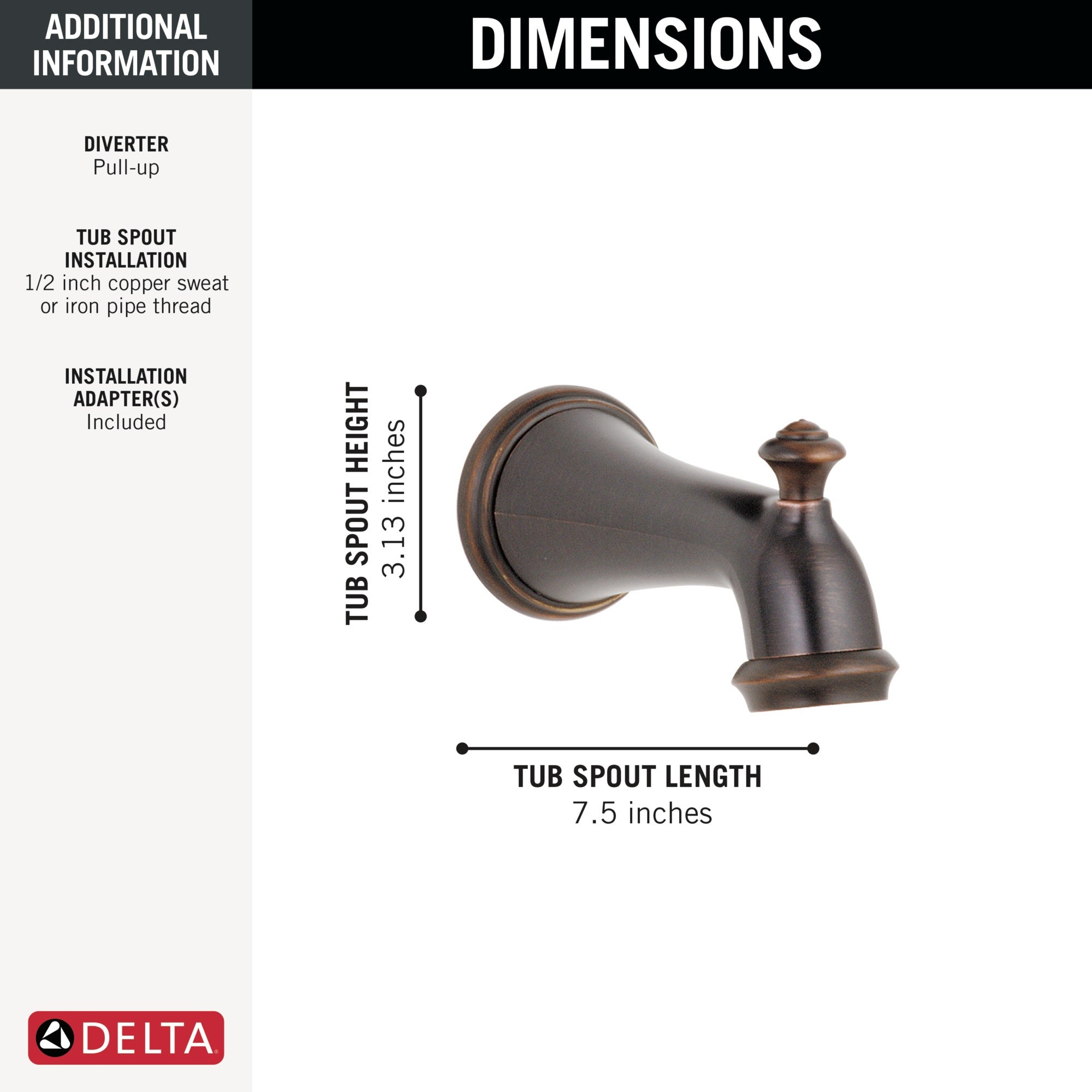 Delta Victorian® Tub Spout - Pull-Up Diverter