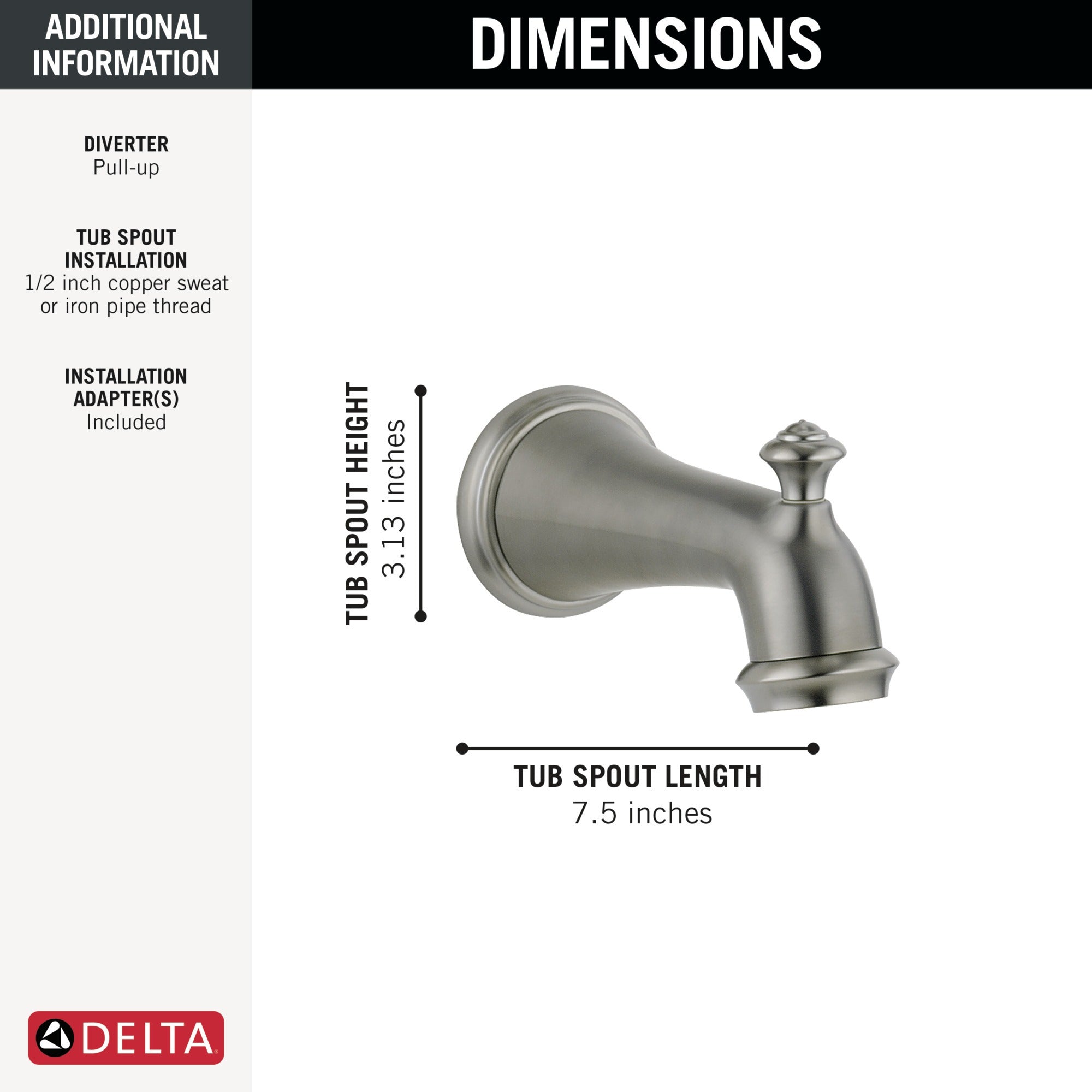 Delta Victorian® Tub Spout - Pull-Up Diverter