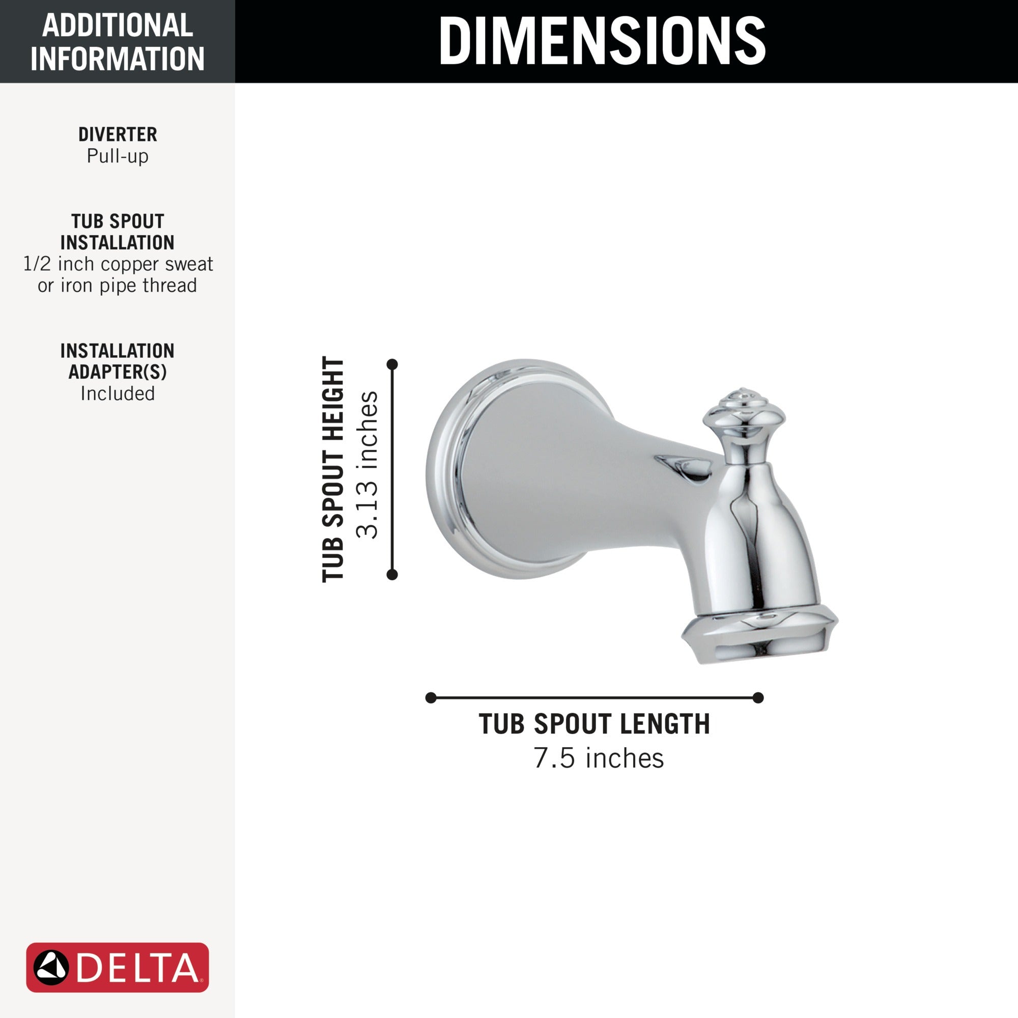 Delta Victorian® Tub Spout - Pull-Up Diverter
