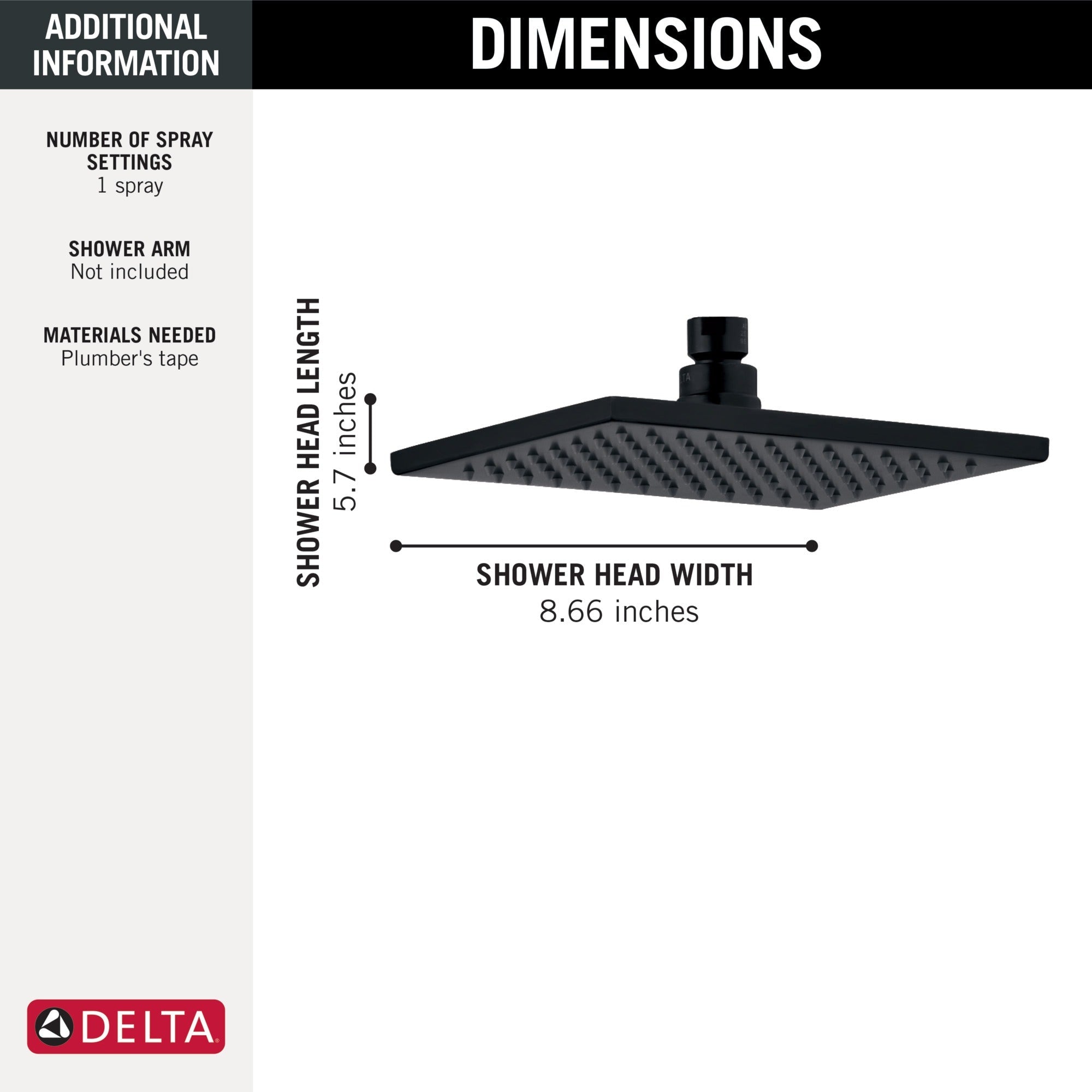 Delta Universal Showering Components Single Setting Overhead Showerhead