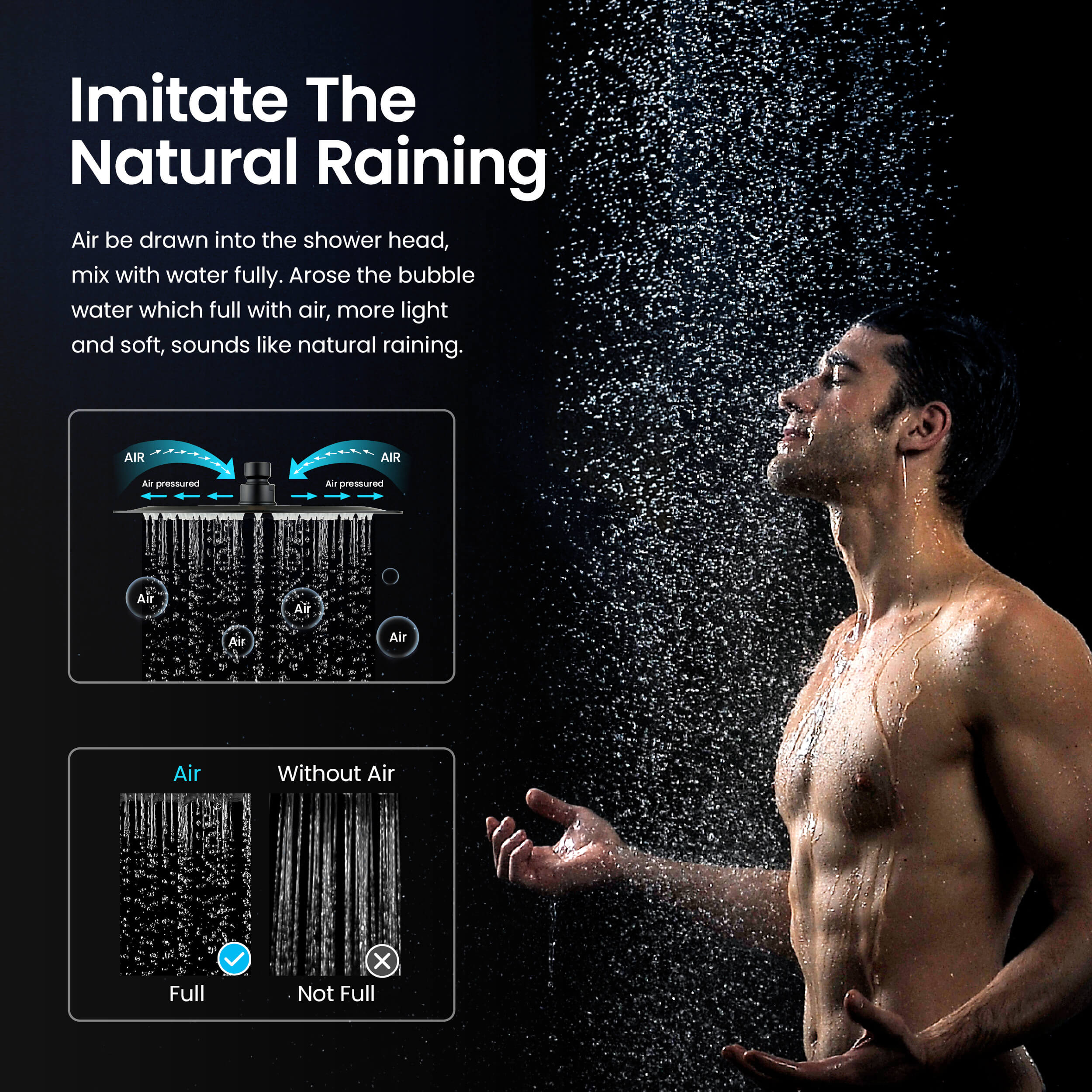 Halo 12" Metal Rain Shower Head 2mm Ultra Thin Profile