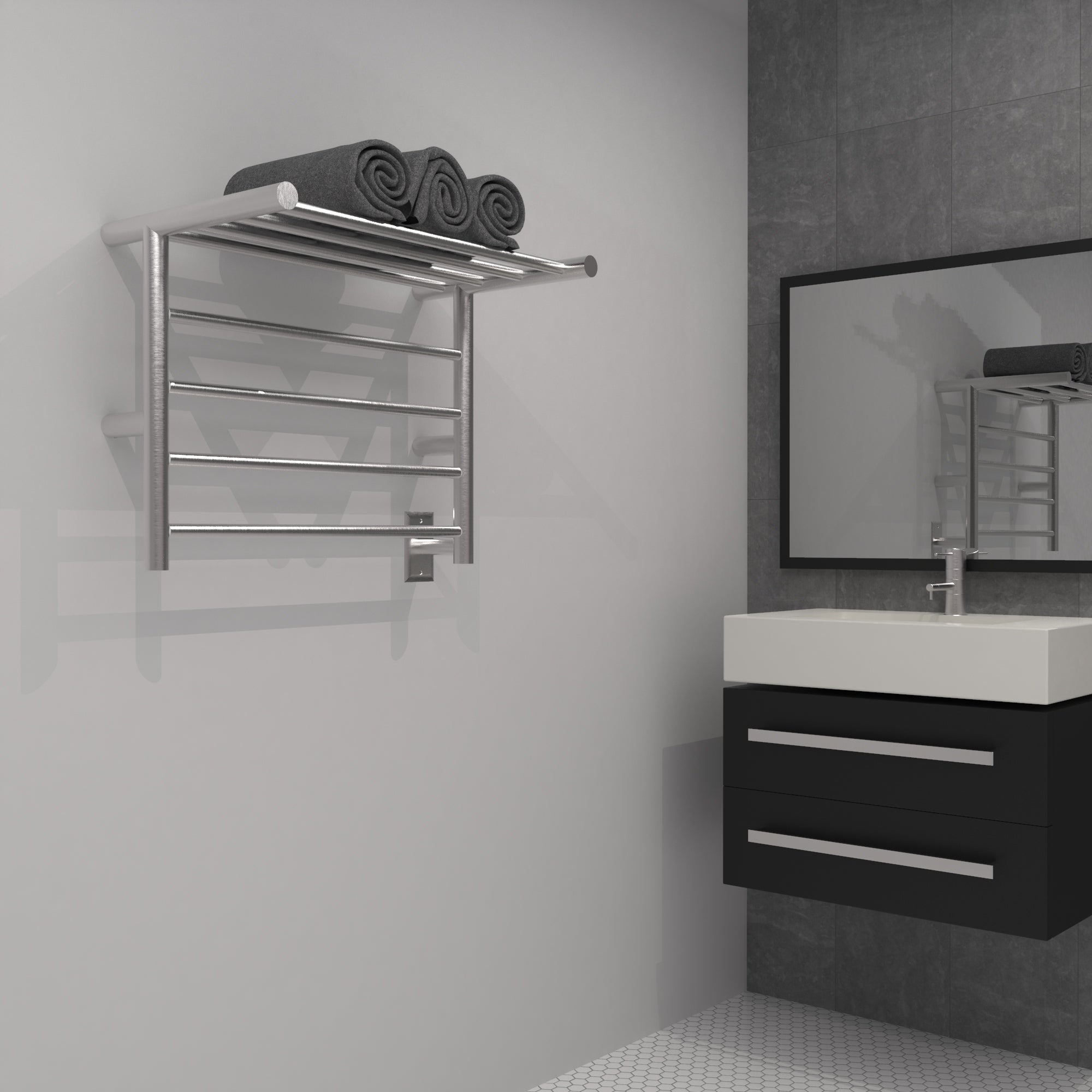 Amba Radiant Shelf Hardwired + Plug-in Combo 8 Bar Towel Warmer