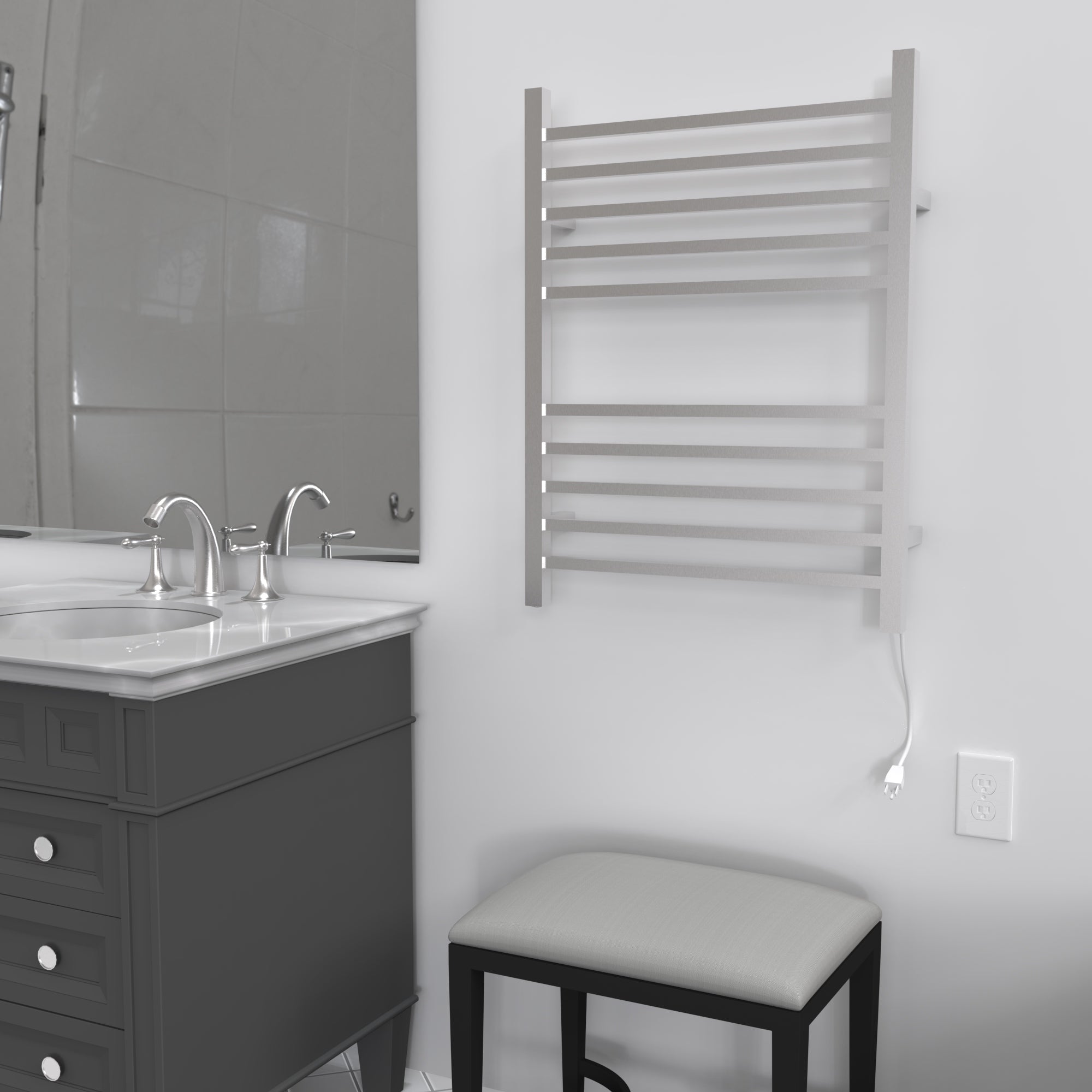 Amba Radiant Square Hardwired + Plug-in Combo 10 Bar Towel Warmer