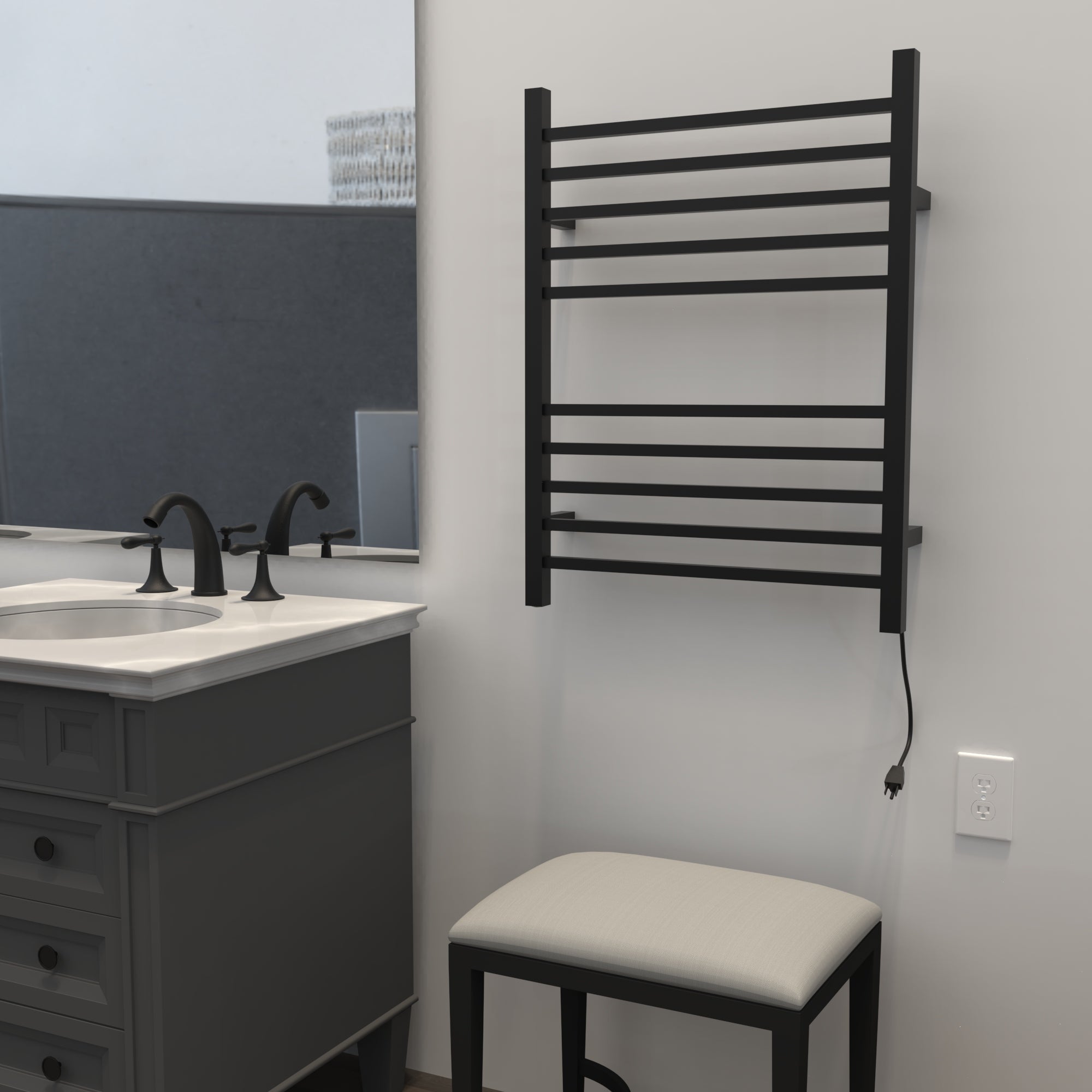 Amba Radiant Square Hardwired + Plug-in Combo 10 Bar Towel Warmer