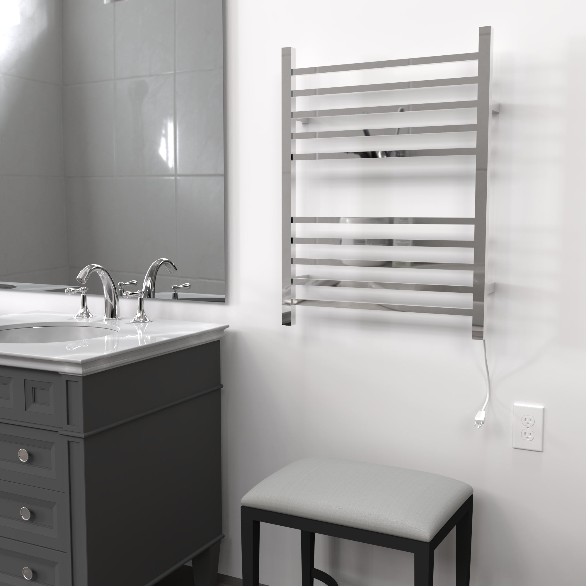 Amba Radiant Square Hardwired + Plug-in Combo 10 Bar Towel Warmer