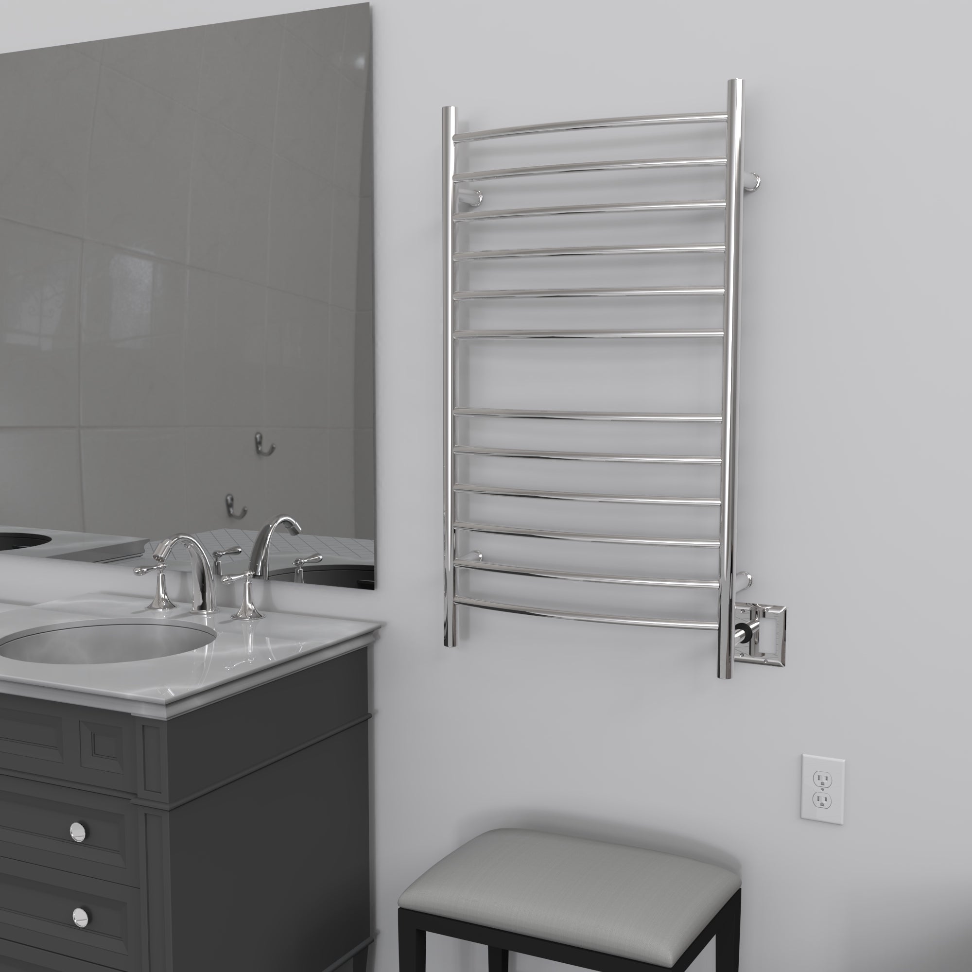 Amba Radiant Large Hardwired + Plug-in Combo Curved 12 Bar Towel Warmer