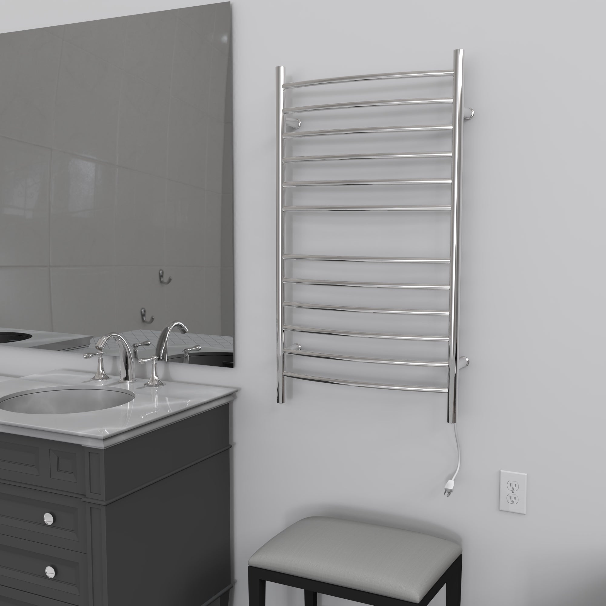 Amba Radiant Large Hardwired + Plug-in Combo Curved 12 Bar Towel Warmer