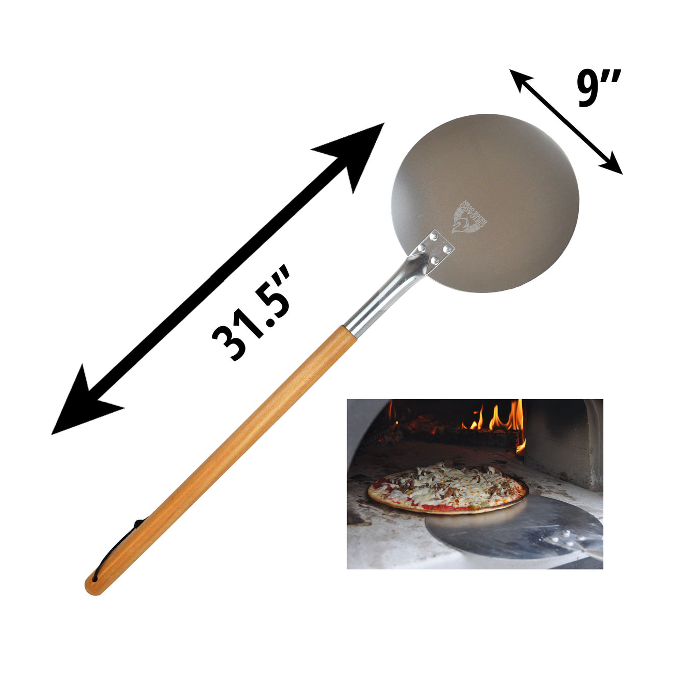 Round Turning Pizza Peel: 9" Diameter