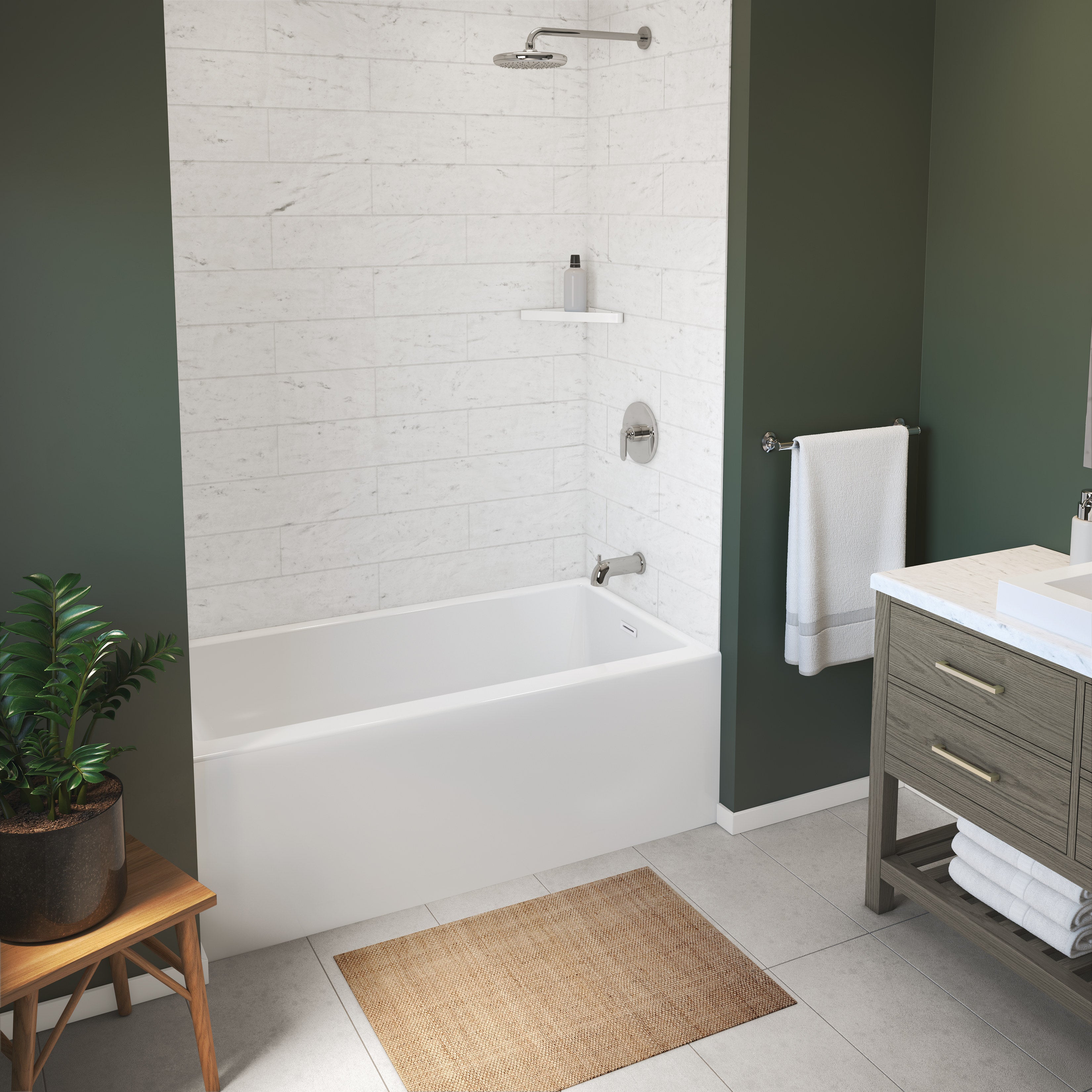 Maax Rubix 6030 AFR Acrylic Alcove Bathtub in White with Linear Overflow