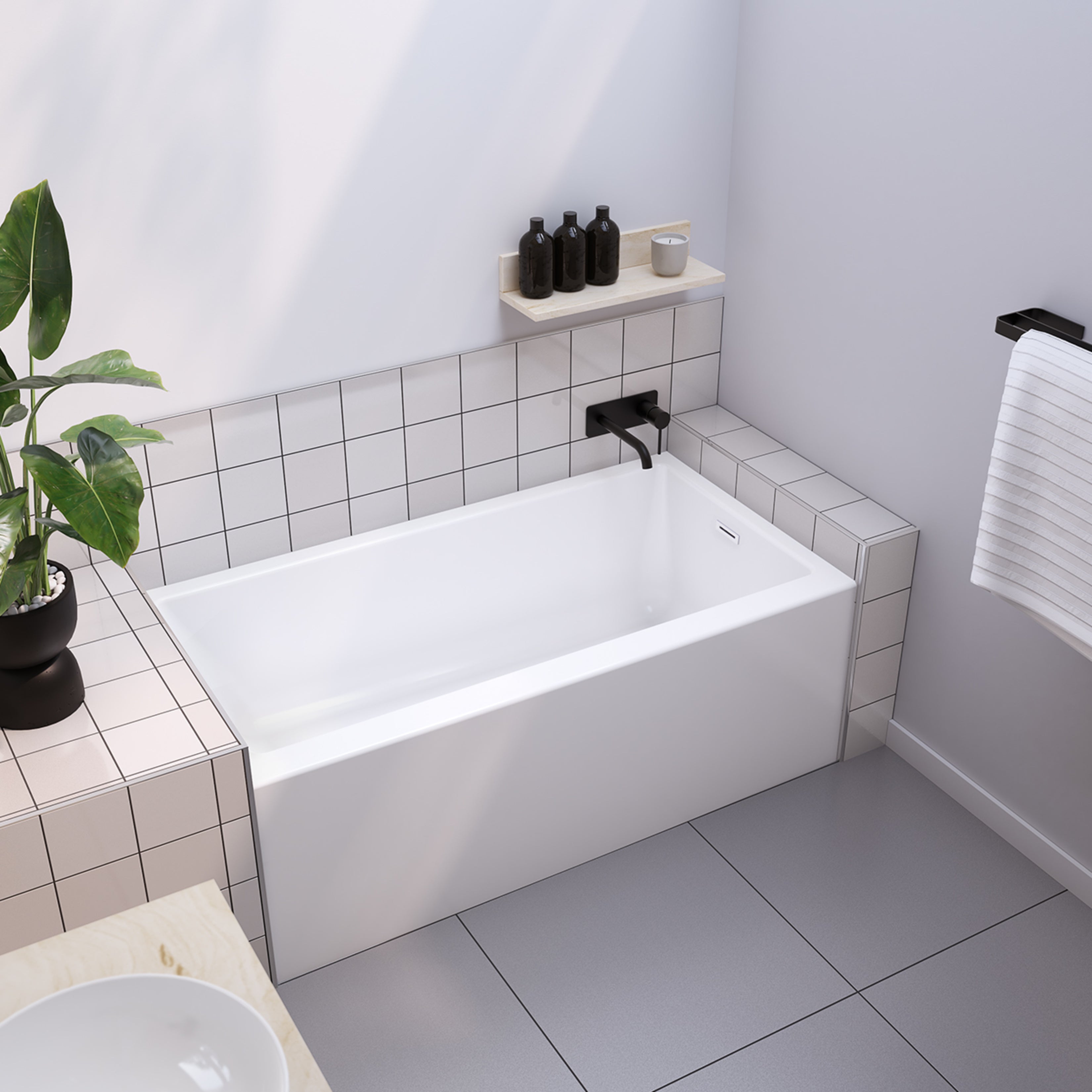 Maax Bosca 6030 IFS AFR Acrylic Alcove Bathtub with Linear Overflow