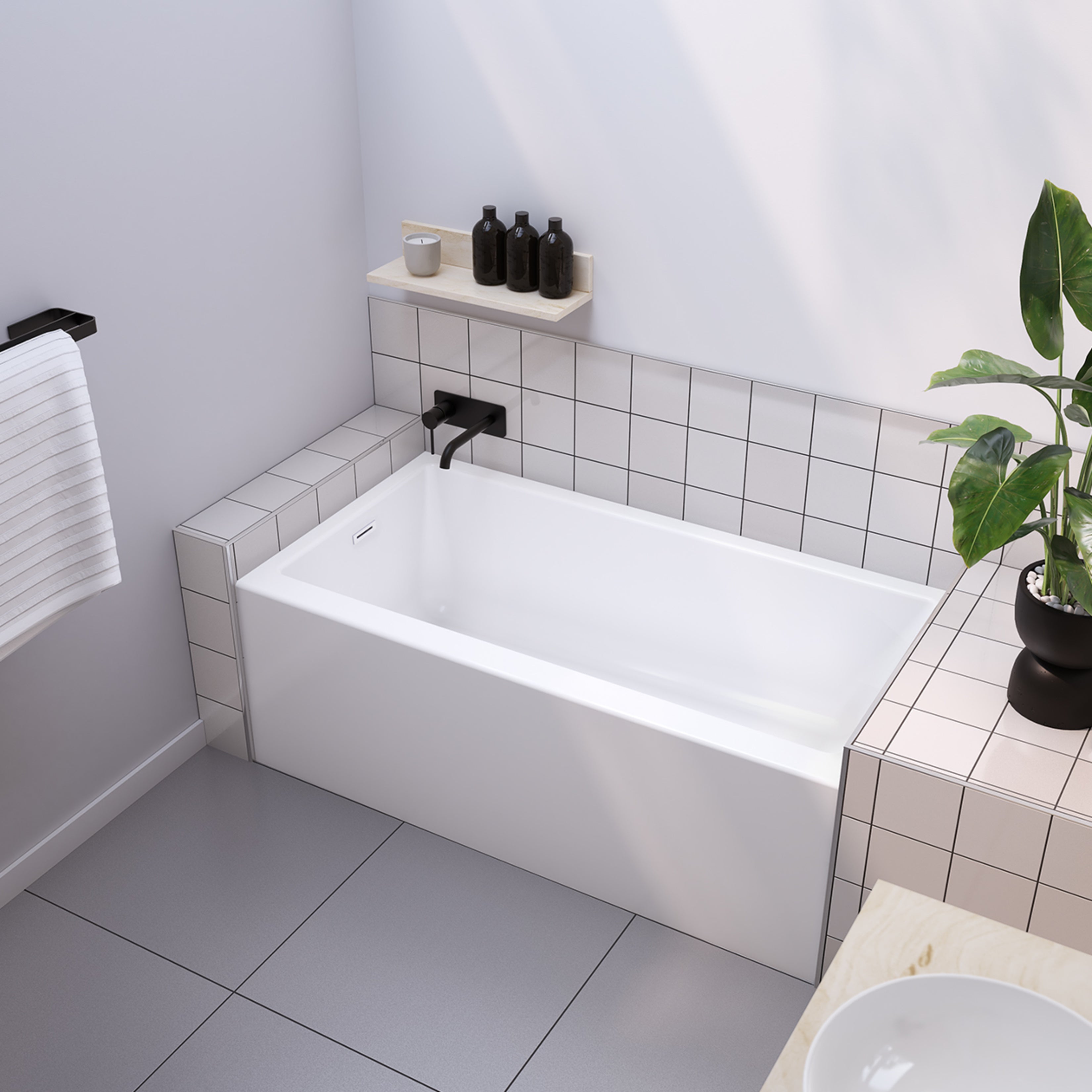 Maax Bosca 6030 IFS AFR Acrylic Alcove Bathtub with Linear Overflow