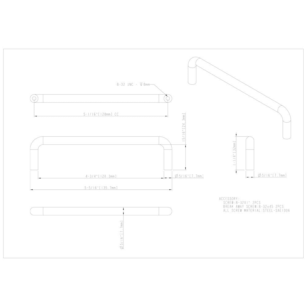 Hardware Resources 3" Center-to-Center Satin Nickel Torino Cabinet Wire Pull