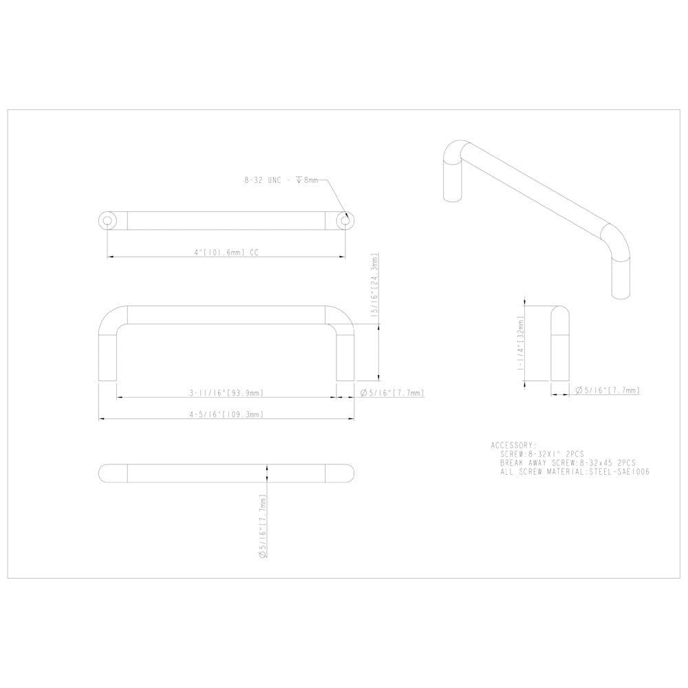 Hardware Resources 3" Center-to-Center Satin Nickel Torino Cabinet Wire Pull