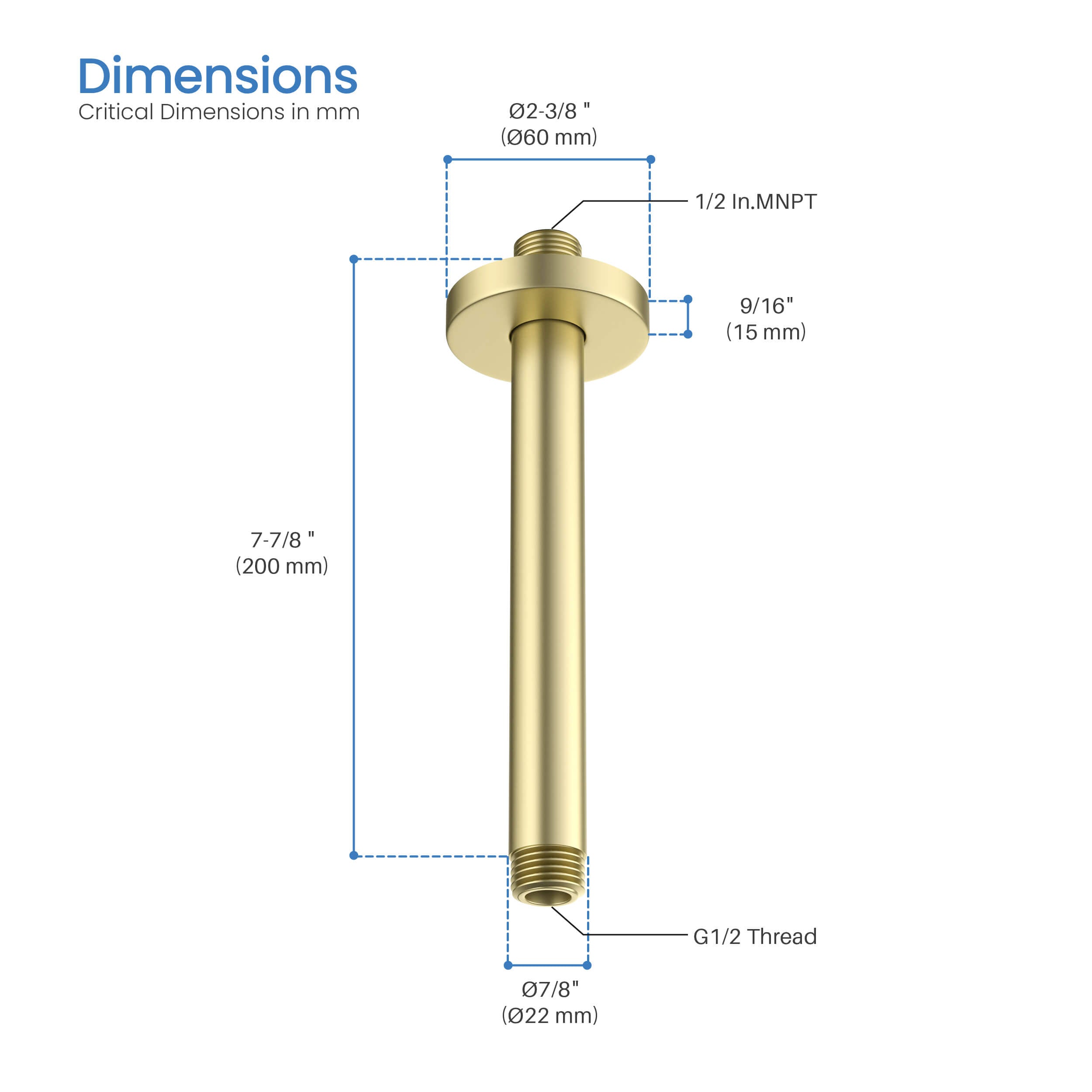 Halo 8" Ceiling Mounted Shower Arm
