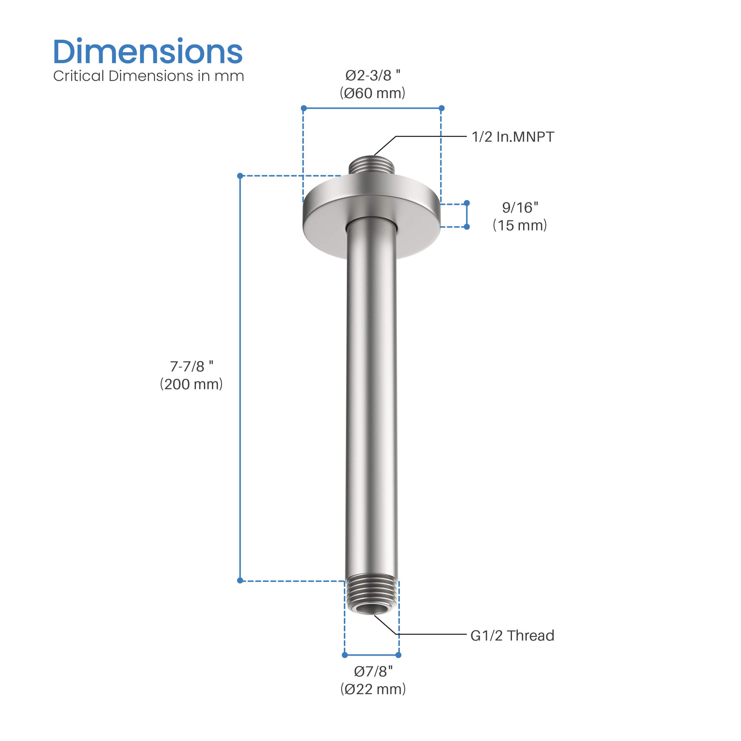 Halo 8" Ceiling Mounted Shower Arm