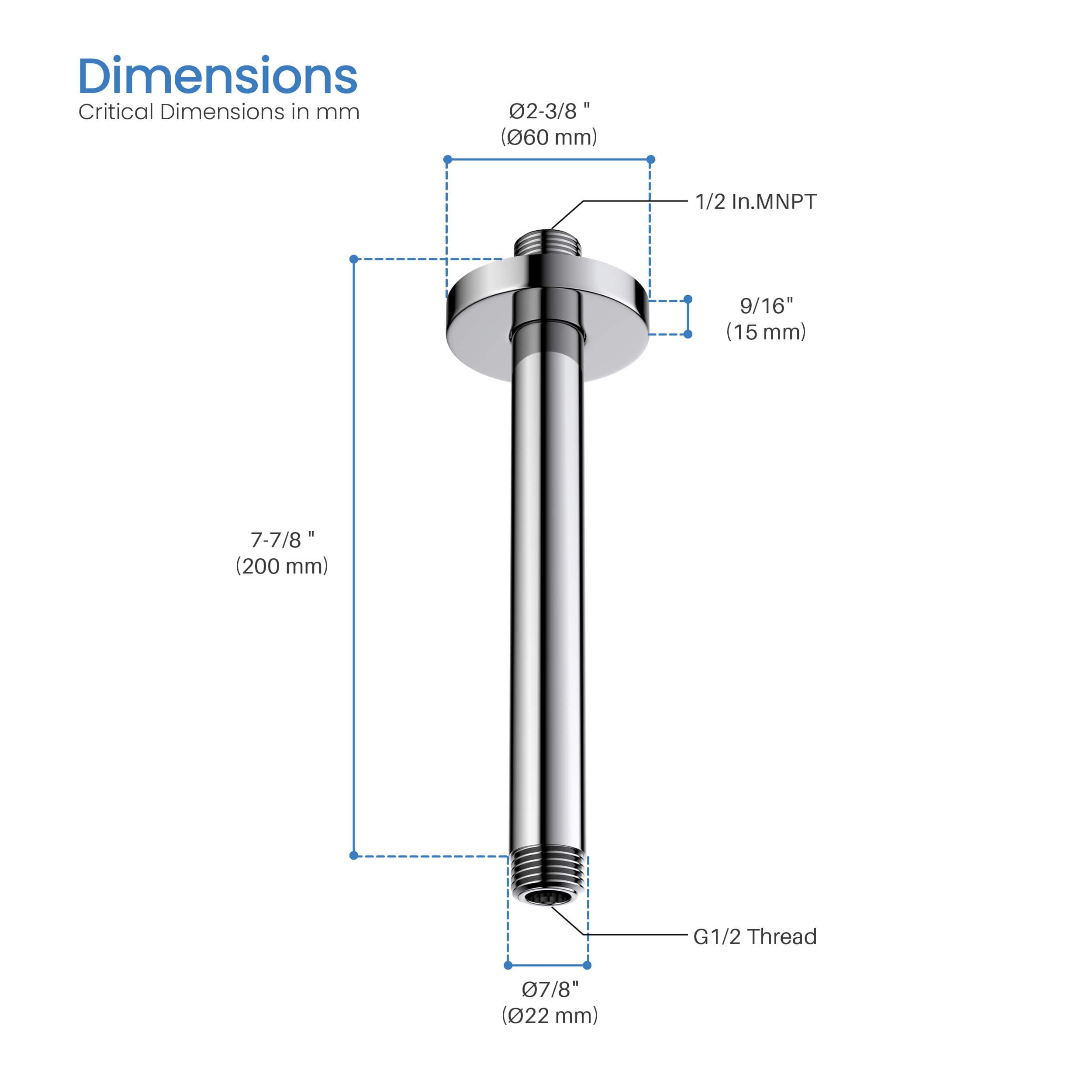 Halo 8" Ceiling Mounted Shower Arm