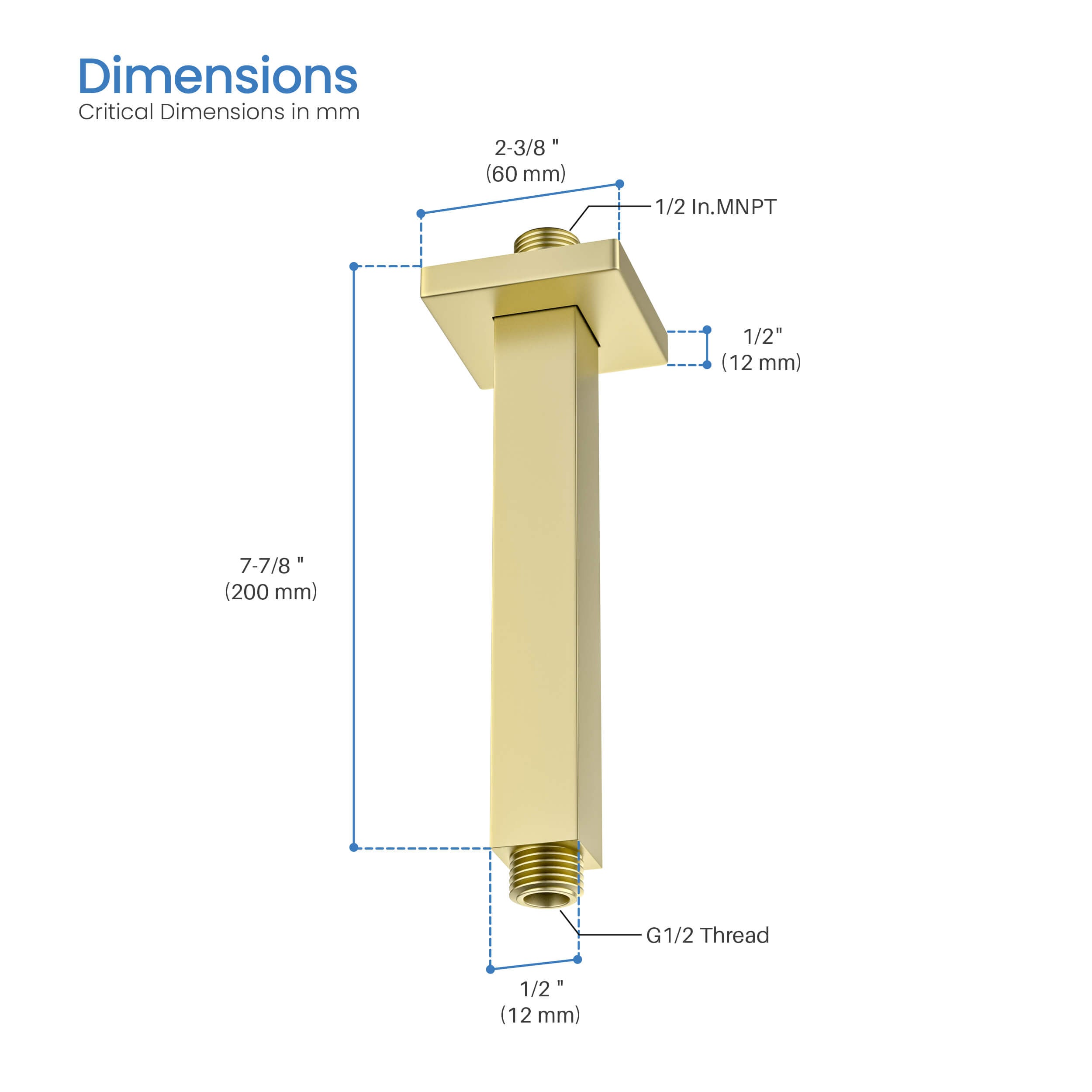 Quadra 8" Ceiling Mounted Shower Arm