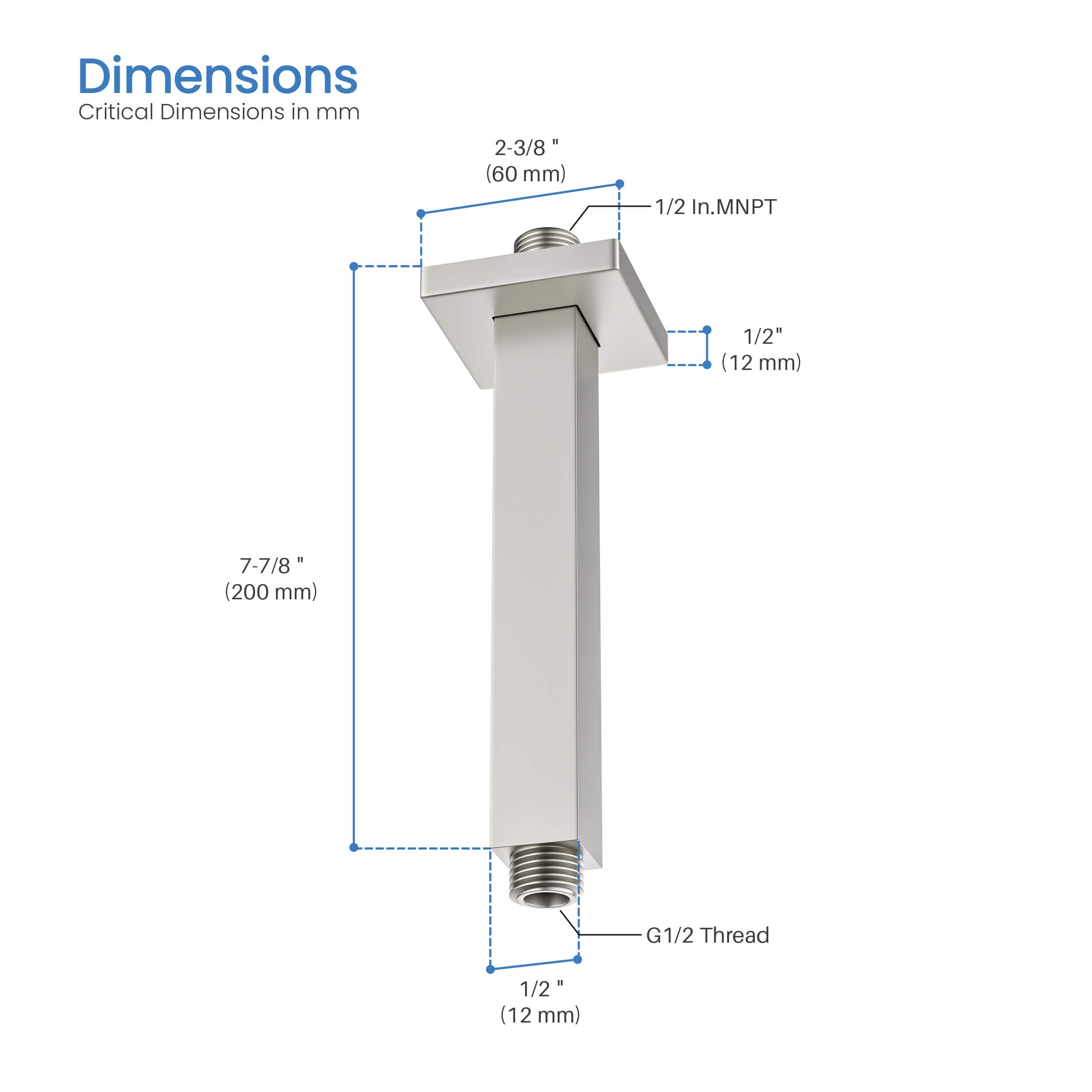 Quadra 8" Ceiling Mounted Shower Arm
