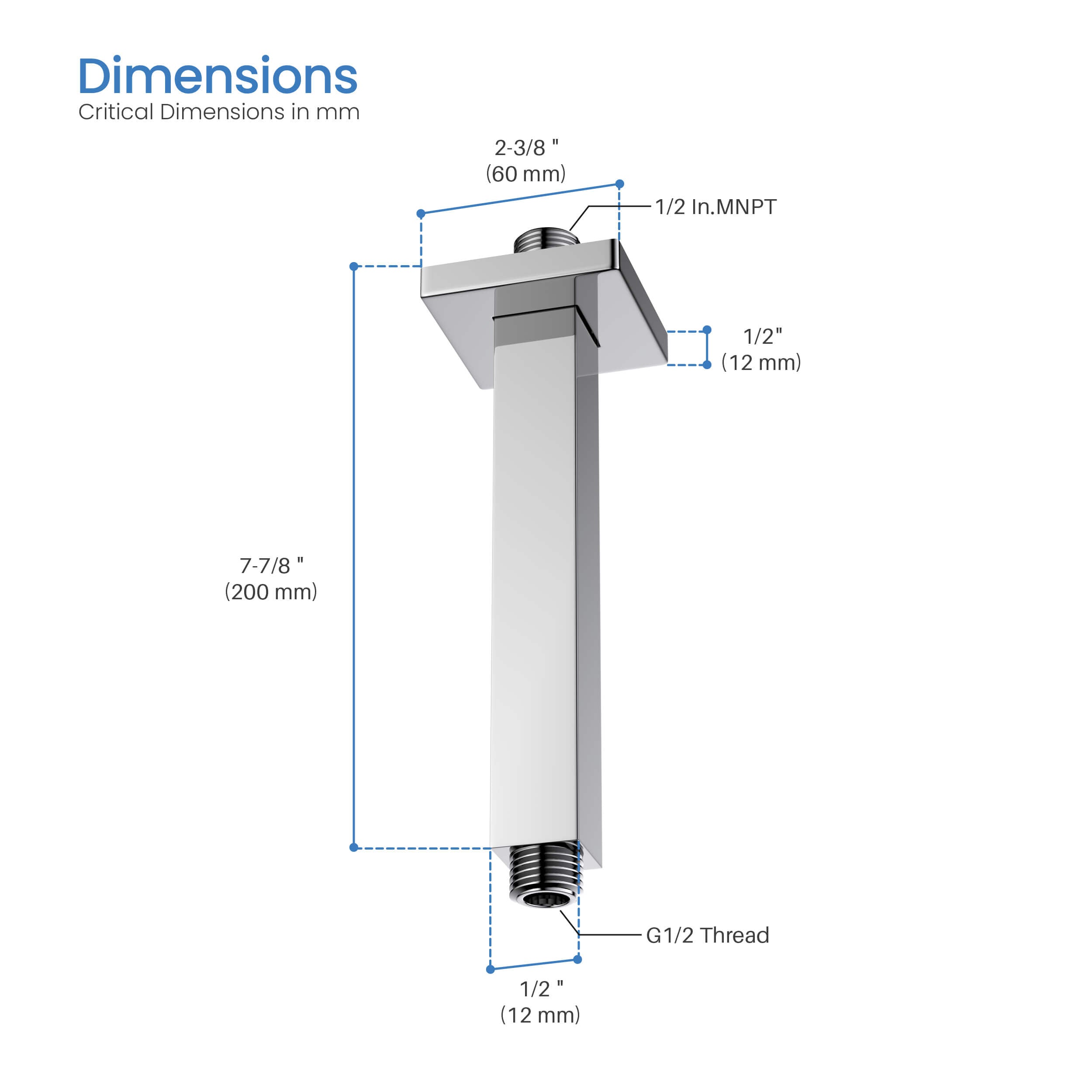 Quadra 8" Ceiling Mounted Shower Arm