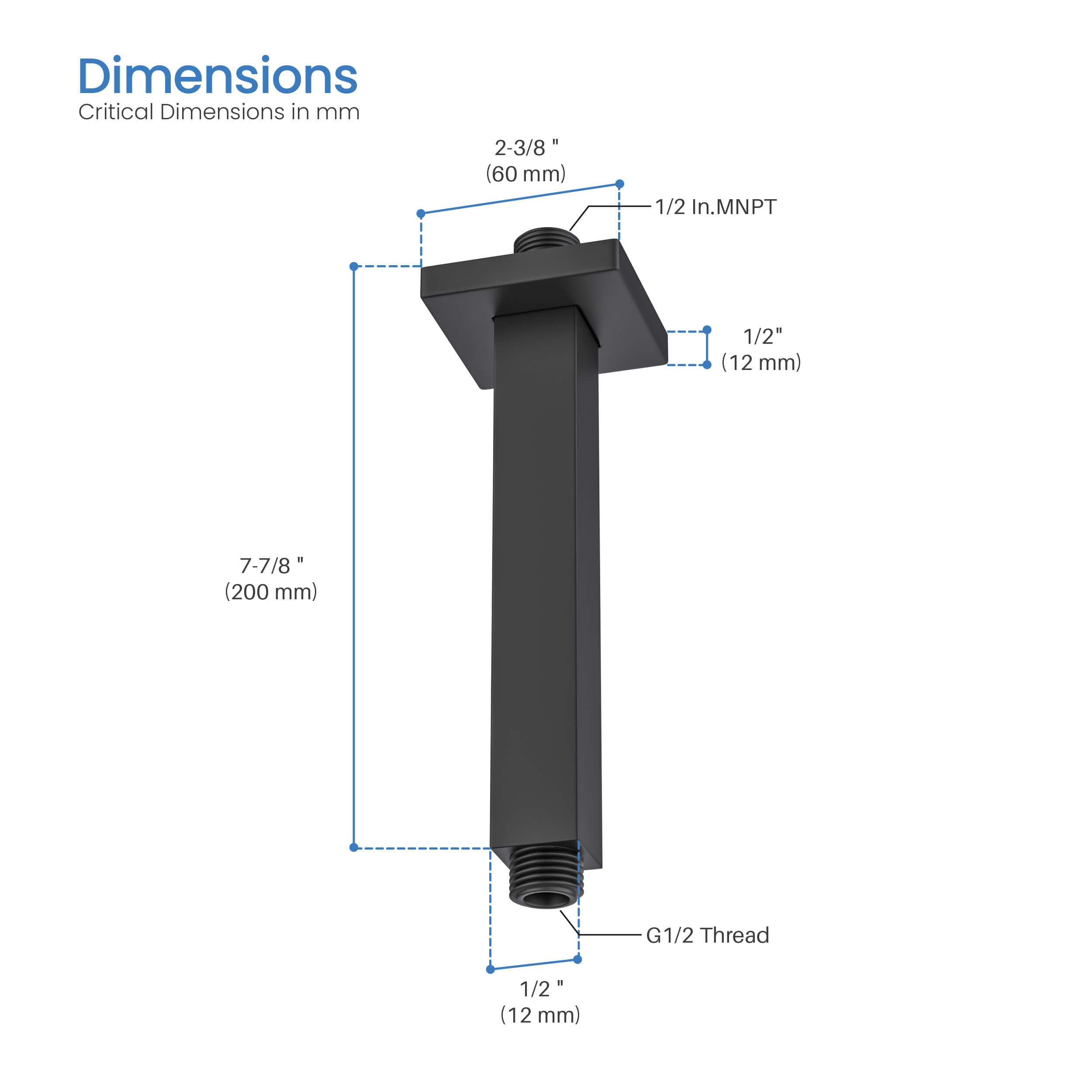 Quadra 8" Ceiling Mounted Shower Arm