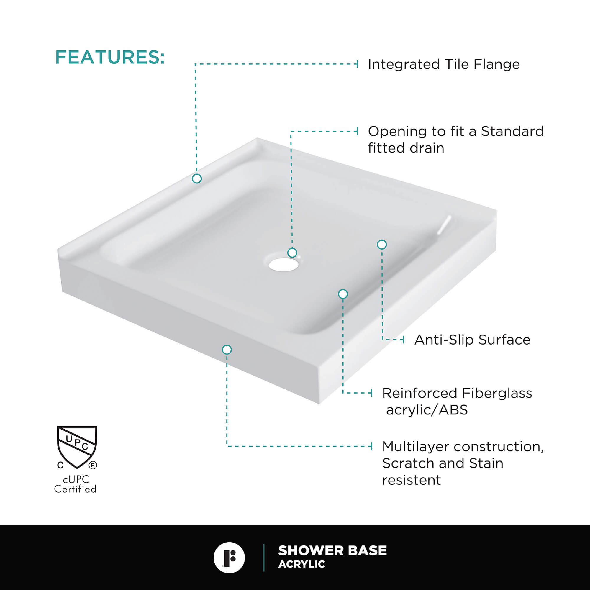 Double Threshold Shower Base
