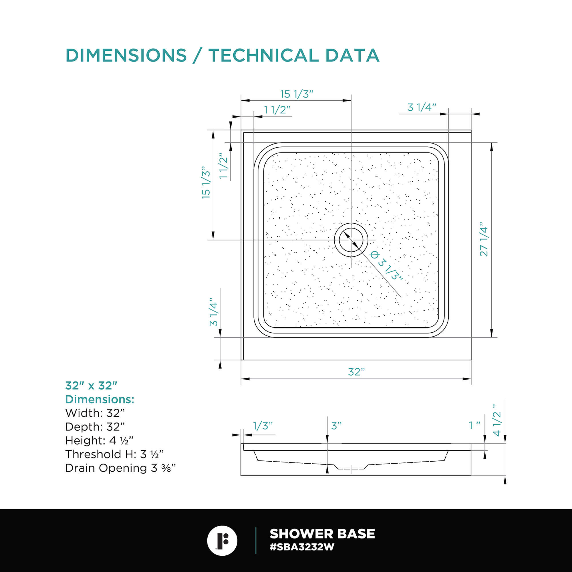 Double Threshold Shower Base