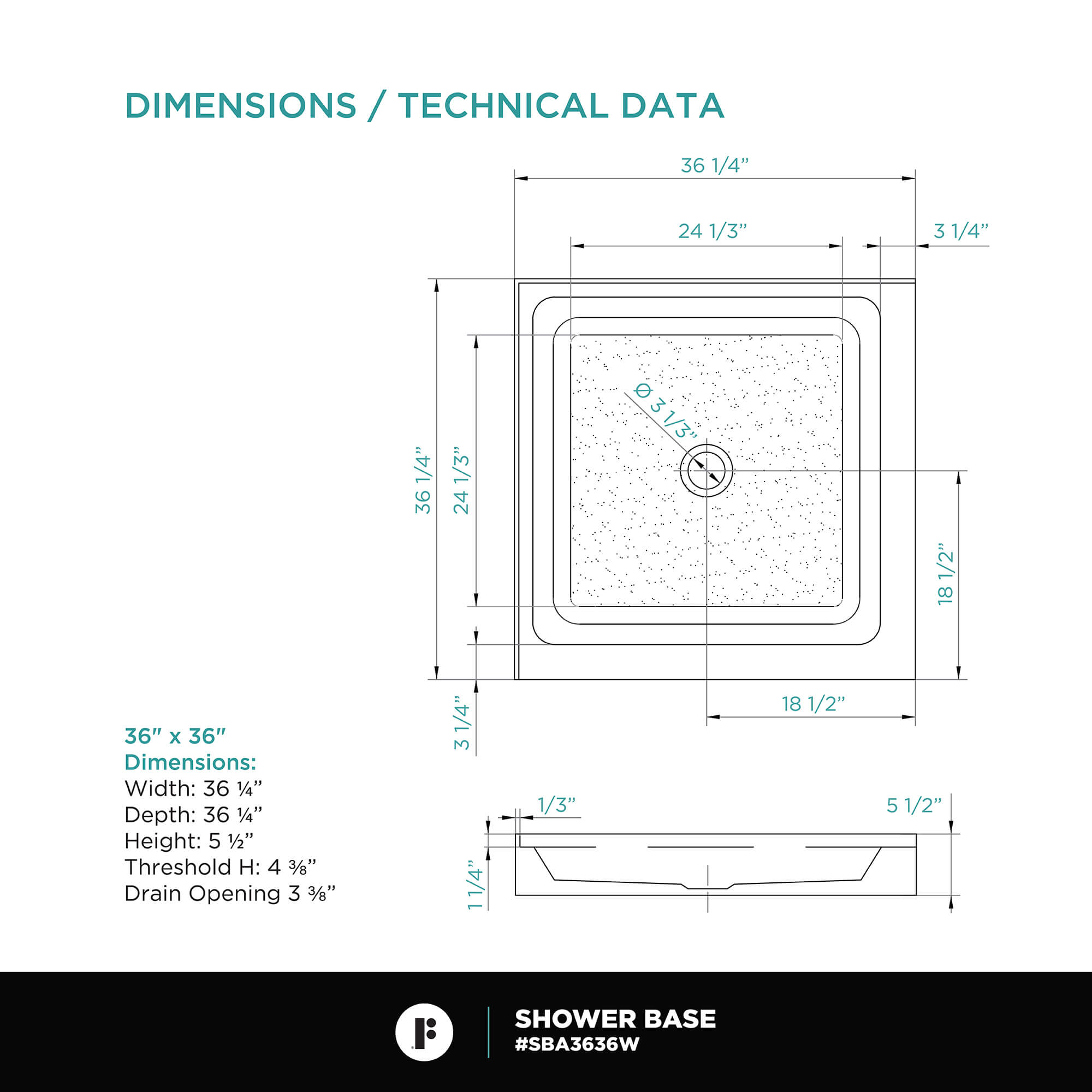 Double Threshold Shower Base