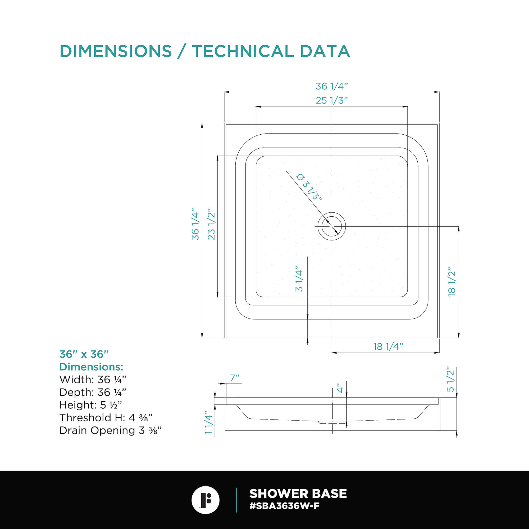 Single Threshold Shower Base