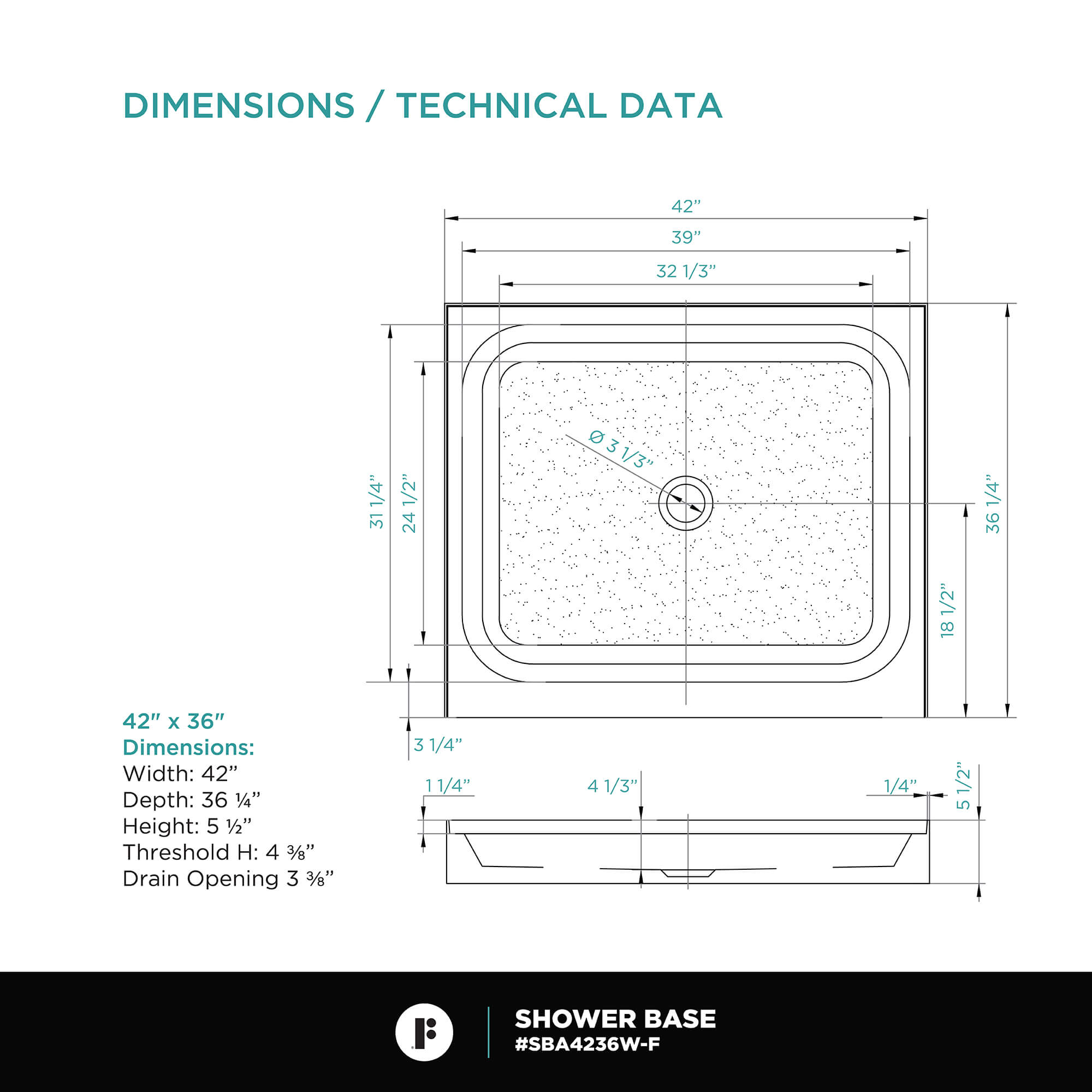Single Threshold Shower Base
