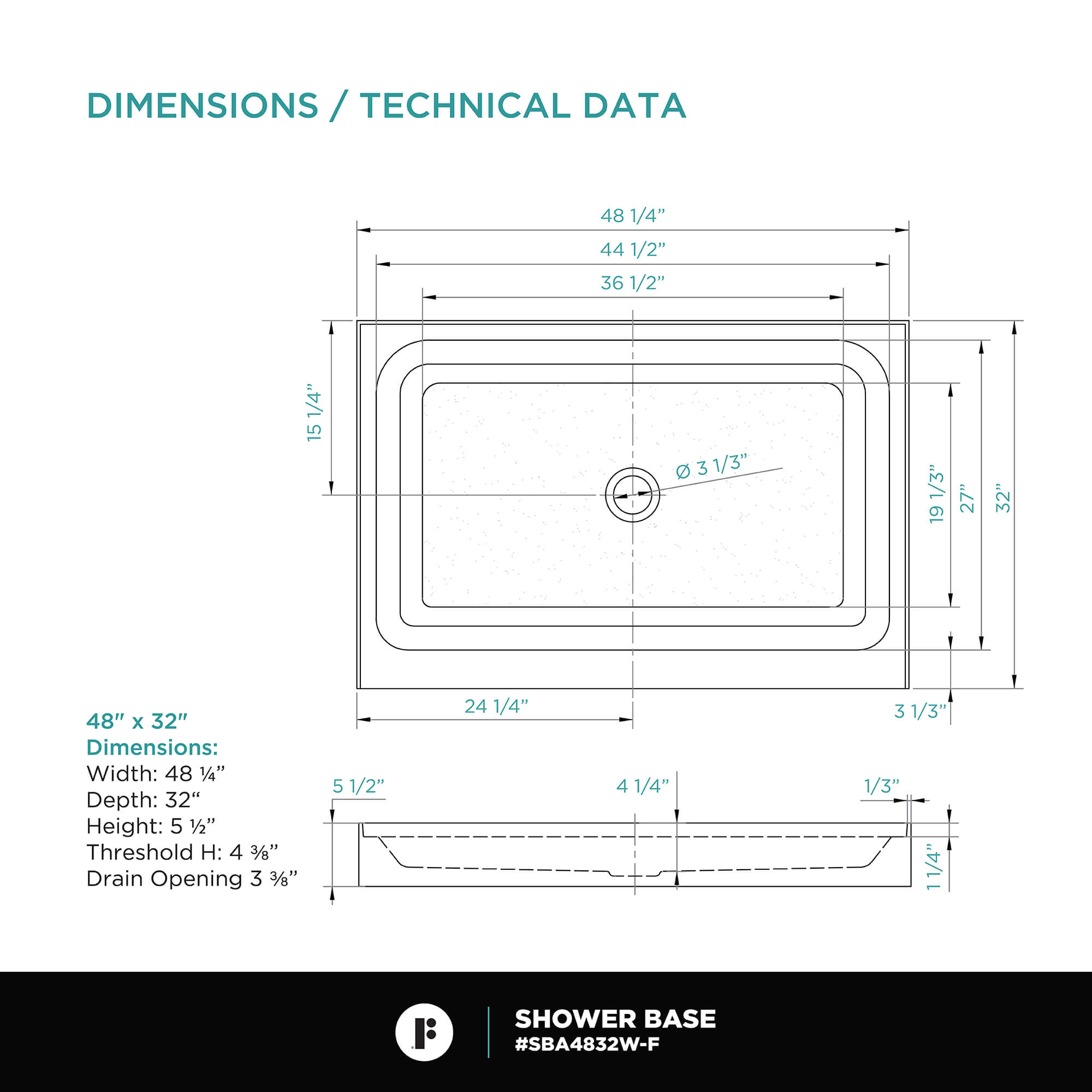 Single Threshold Shower Base